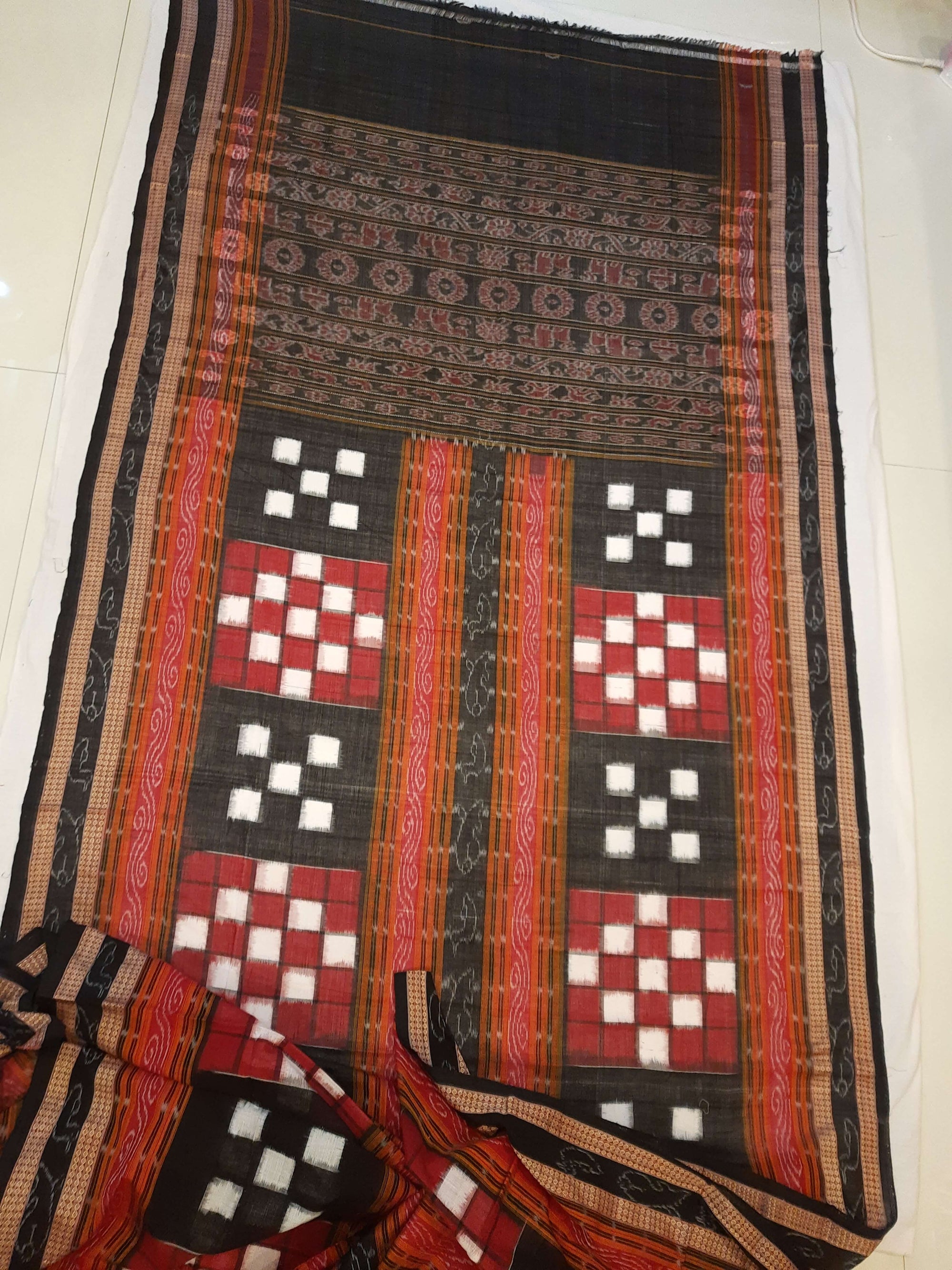 Bichitrapuri Sambalpuri  Cotton Saree with cotton ikat blouse piece