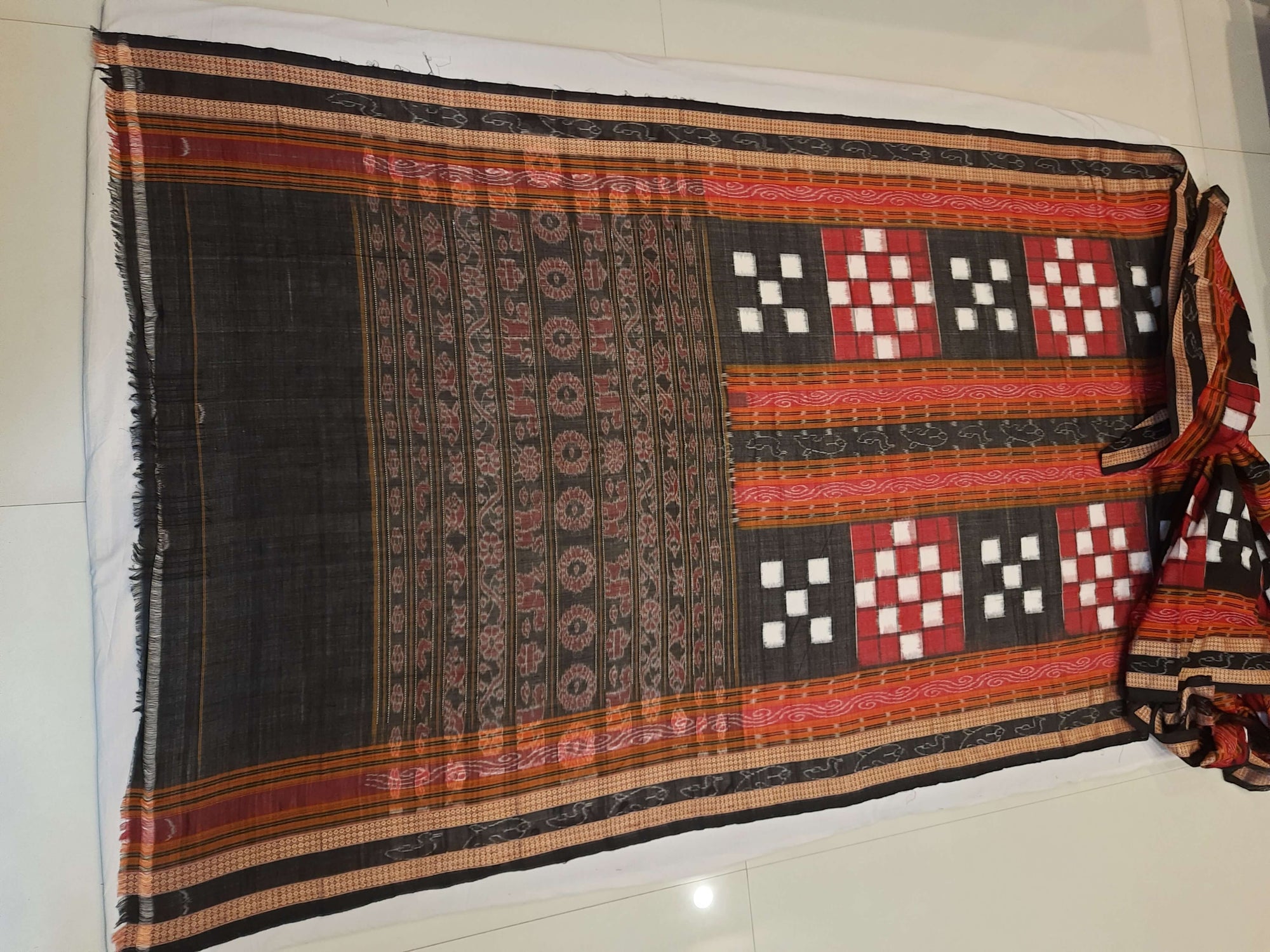 Bichitrapuri Sambalpuri  Cotton Saree with cotton ikat blouse piece