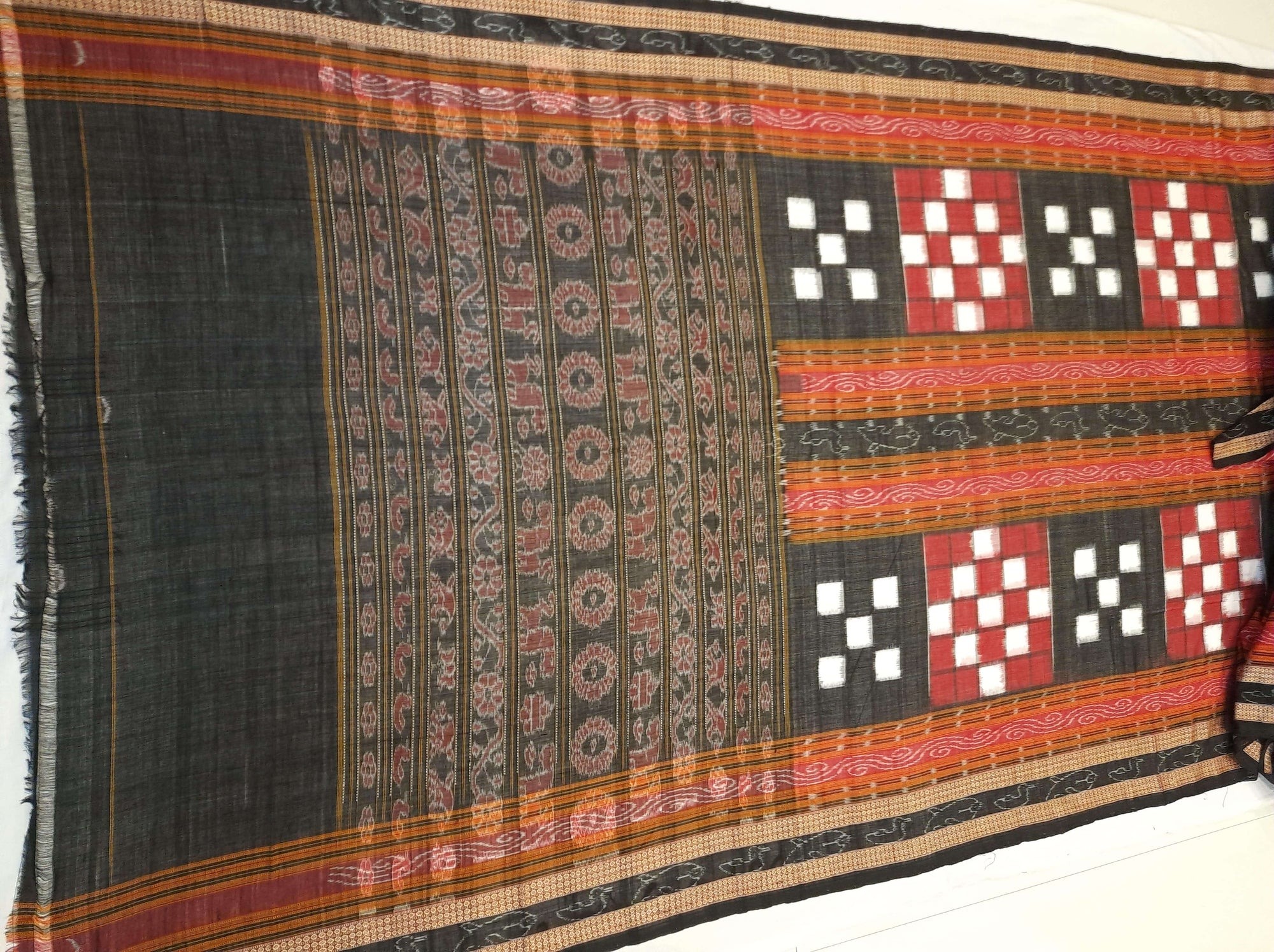 Bichitrapuri Sambalpuri  Cotton Saree with cotton ikat blouse piece