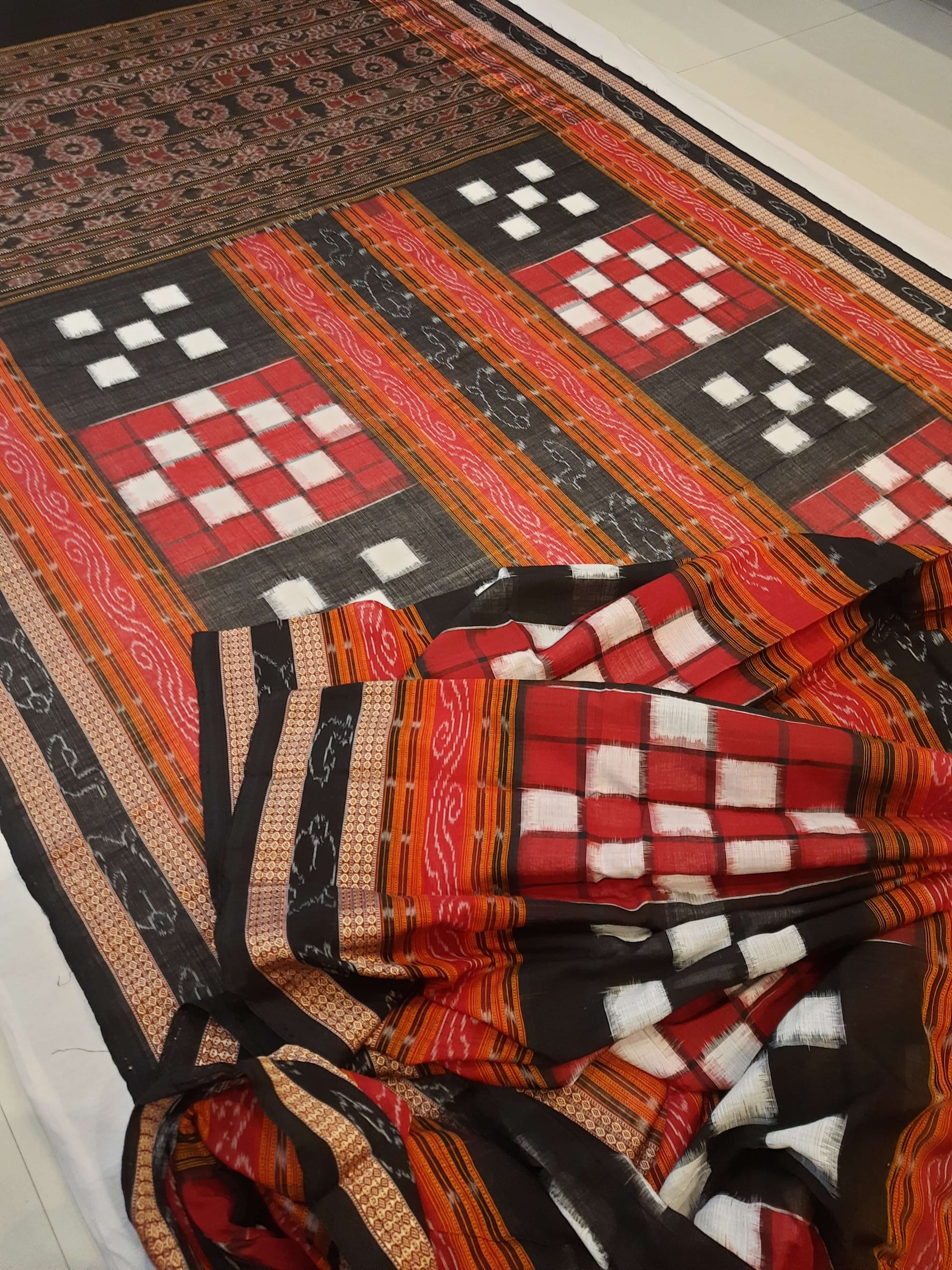 Bichitrapuri Sambalpuri  Cotton Saree with cotton ikat blouse piece