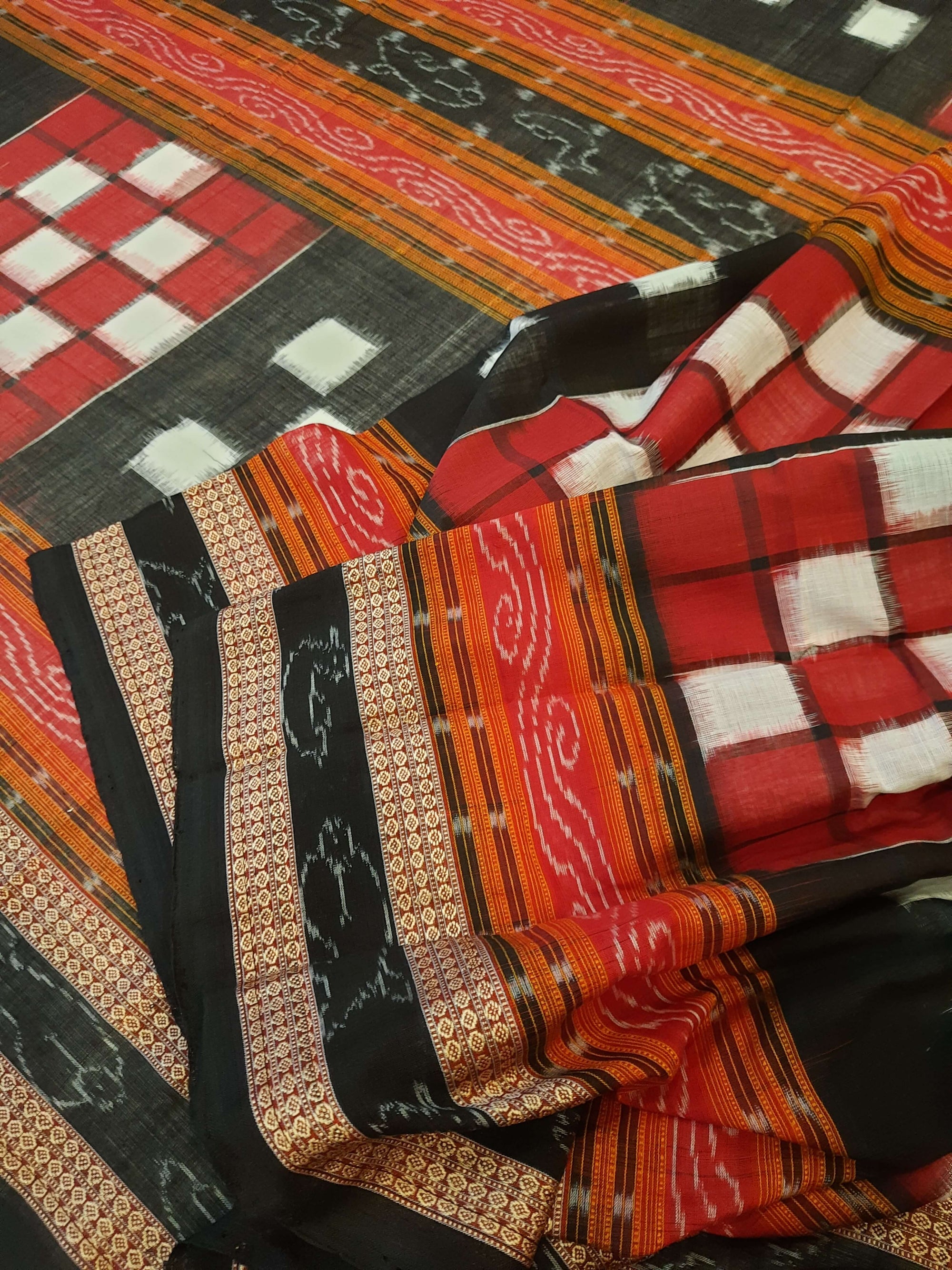 Bichitrapuri Sambalpuri  Cotton Saree with cotton ikat blouse piece