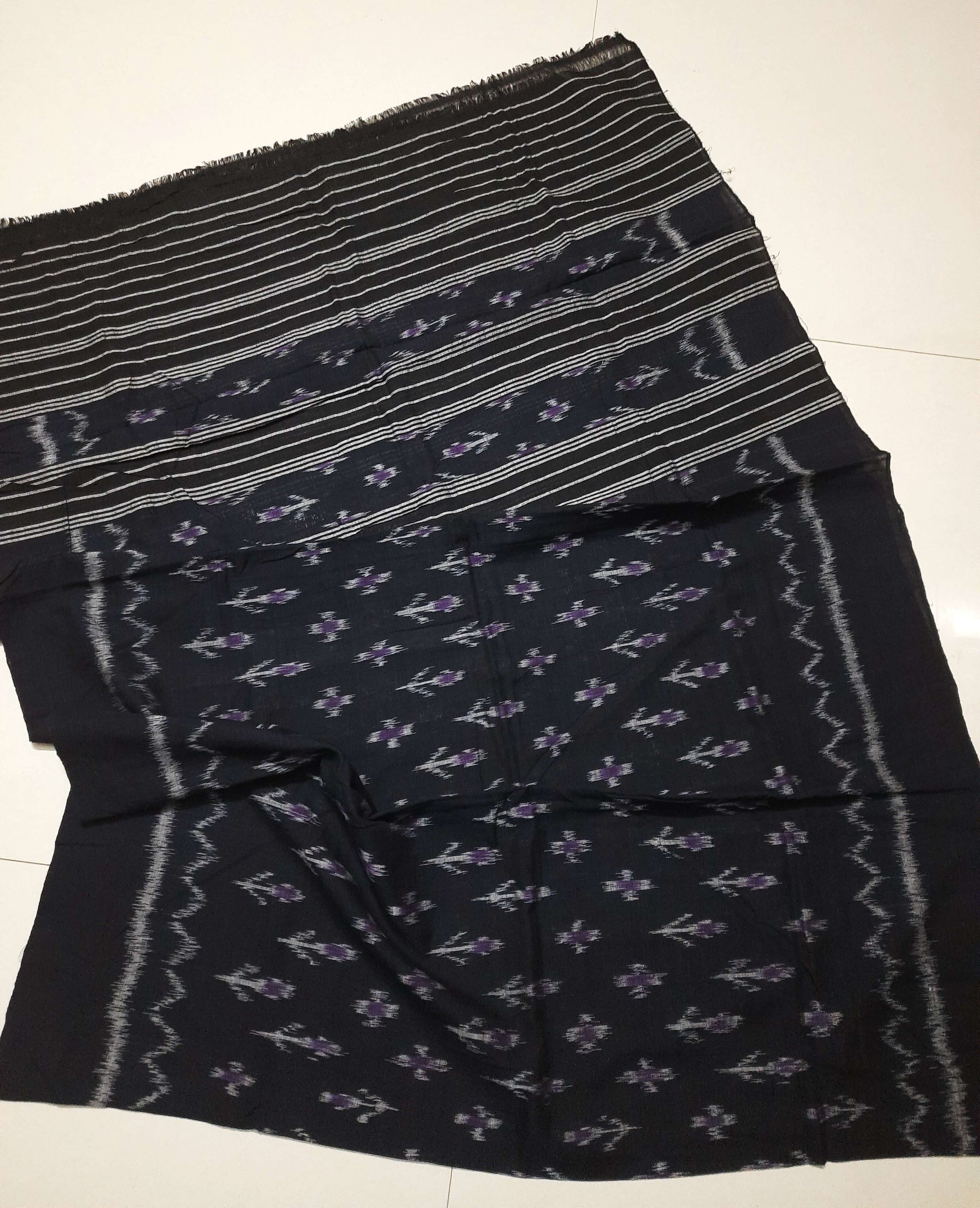 Black Odisha Cotton Ikat Dupatta