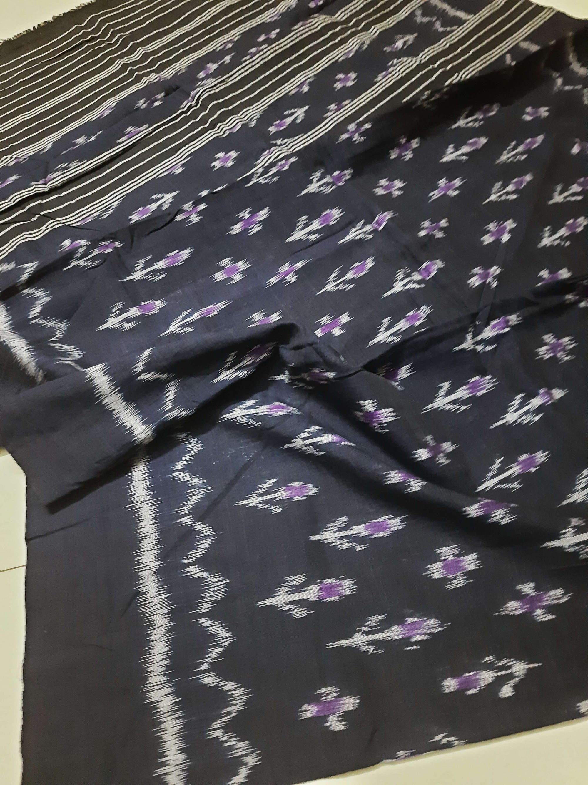 Black Odisha Cotton Ikat Dupatta
