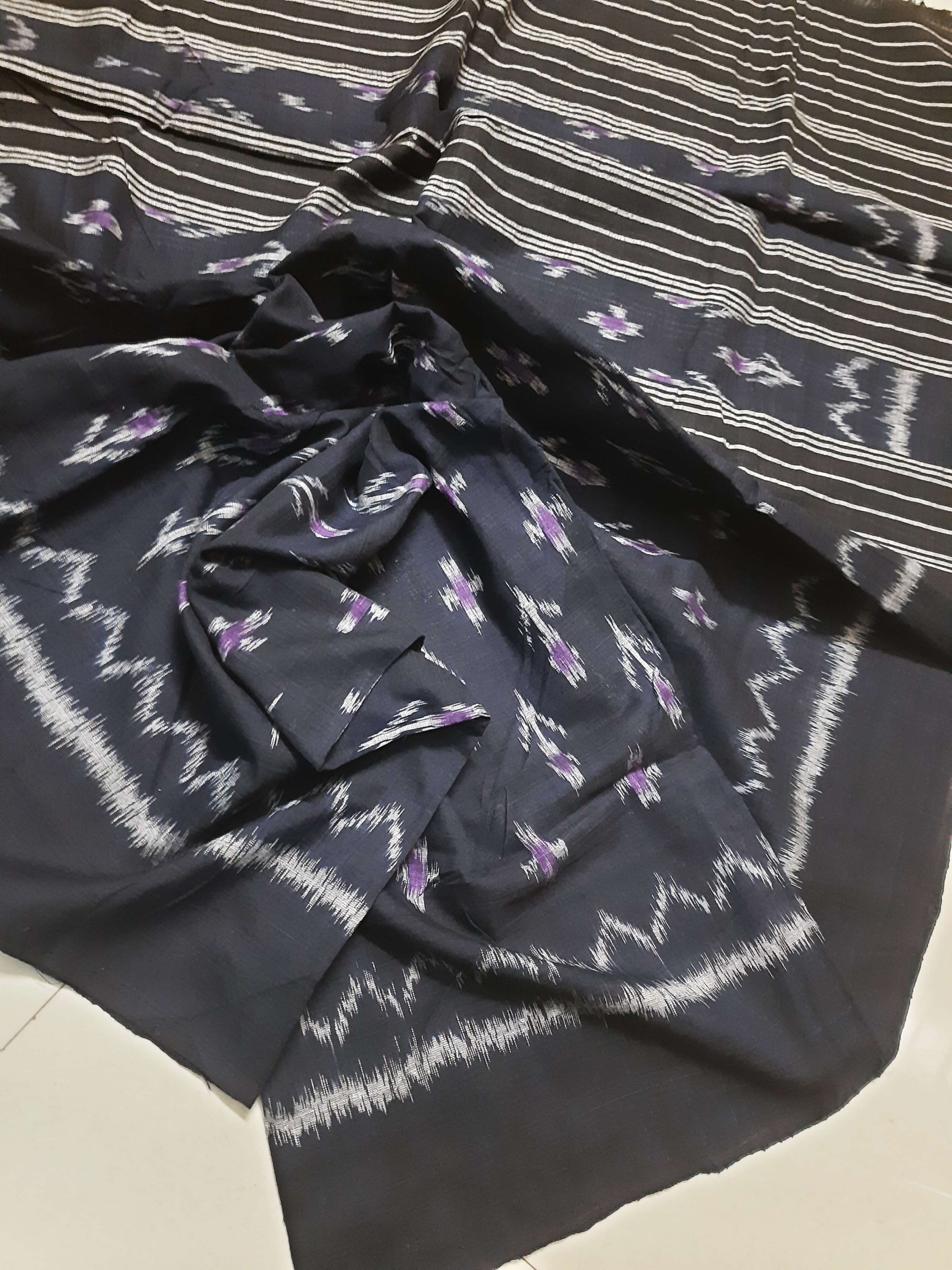 Black Odisha Cotton Ikat Dupatta