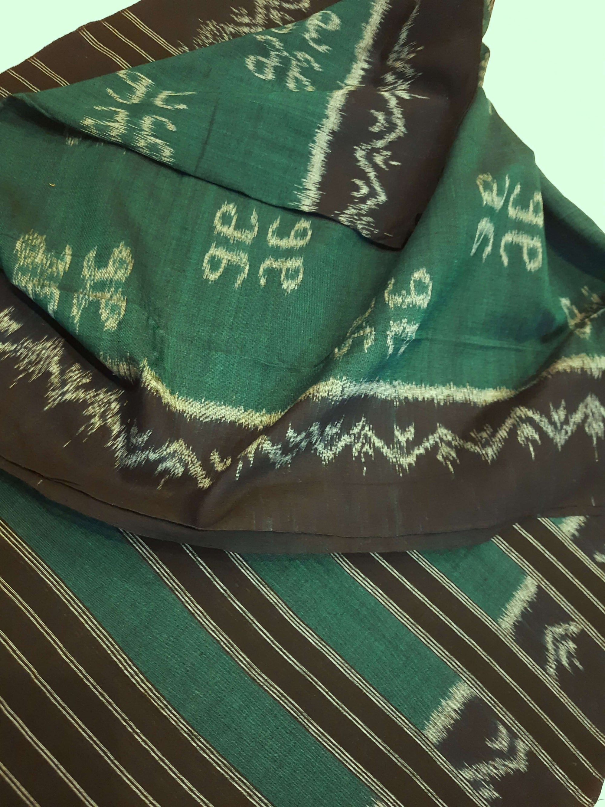Green Cotton Odisha Ikat Stole