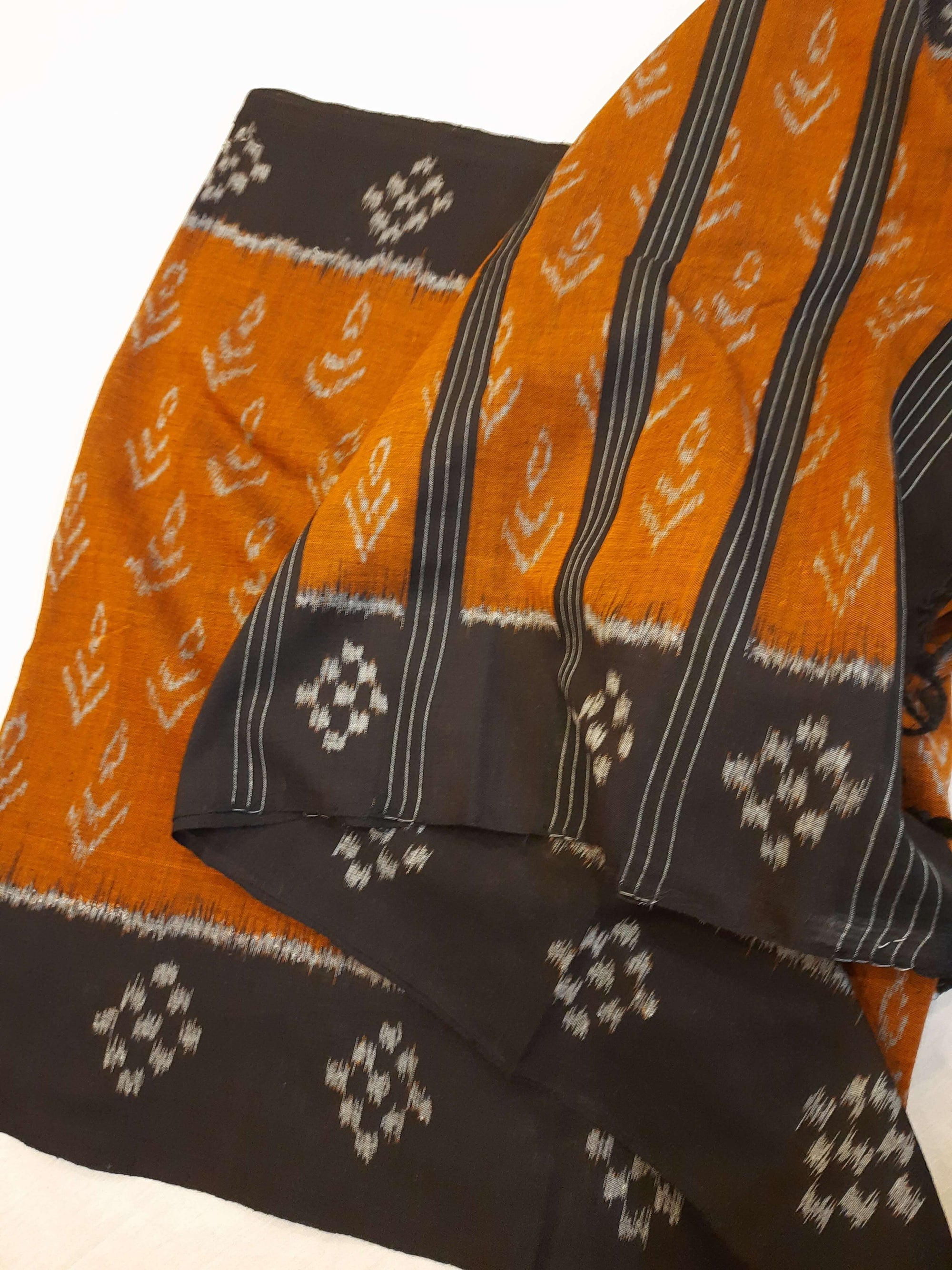 Mustard with Black Cotton Odisha Ikat Stole