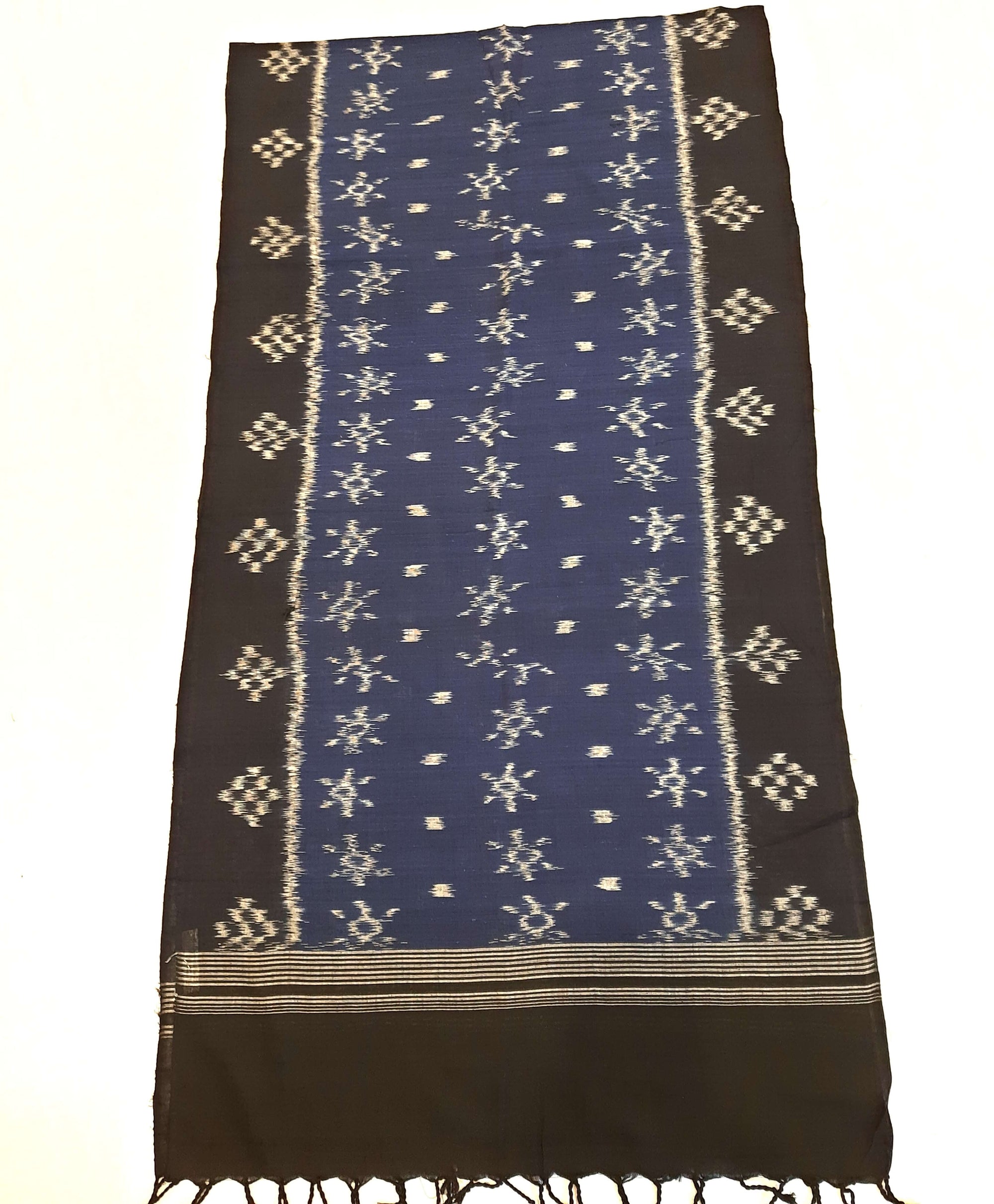 Blue with Black Cotton Odisha Ikat Stole