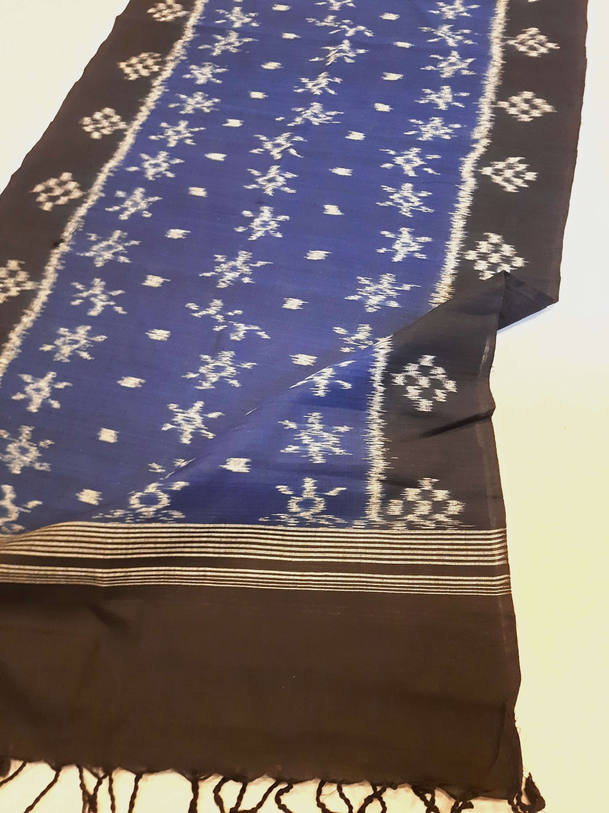 Blue with Black Cotton Odisha Ikat Stole