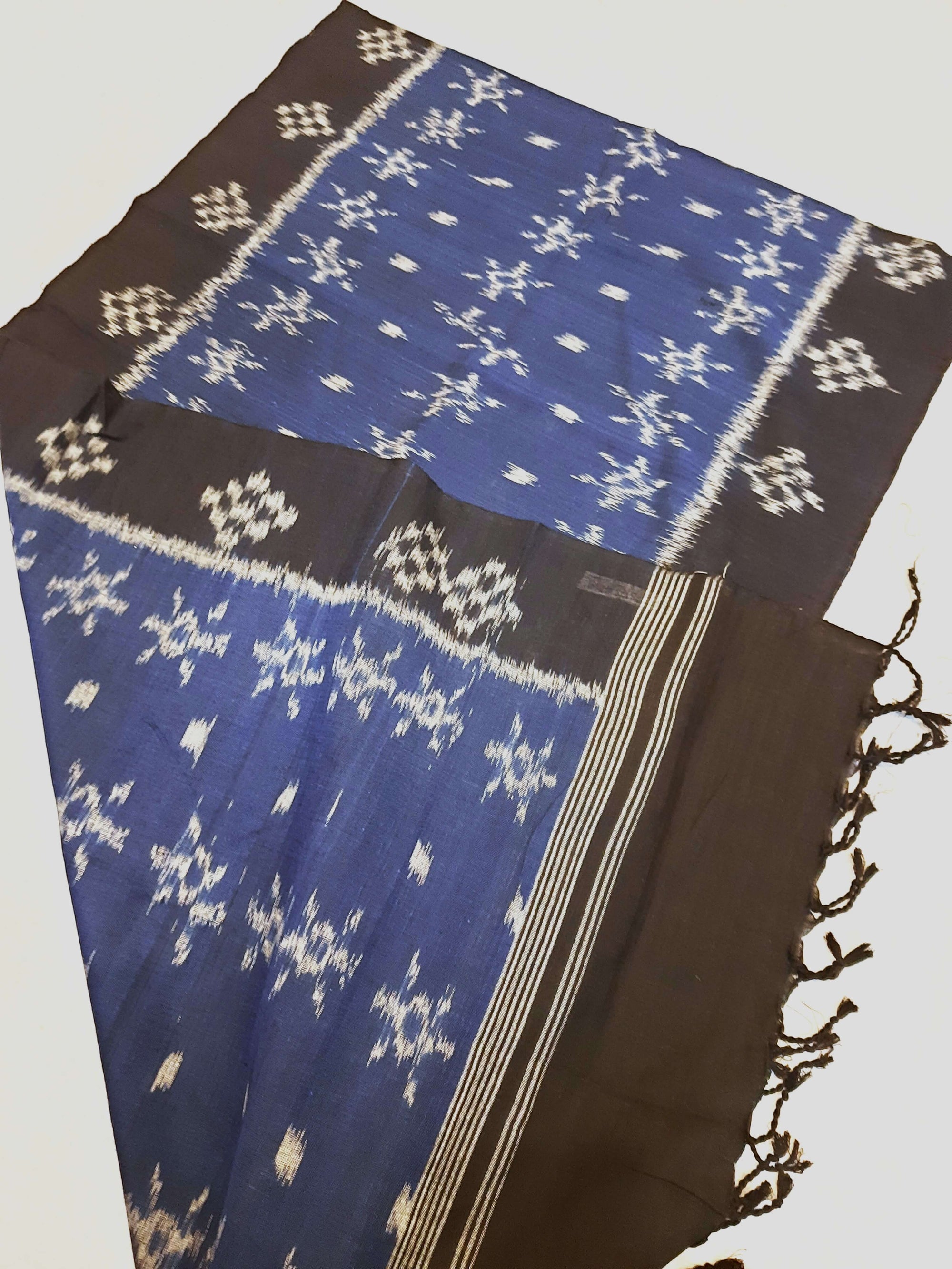 Blue with Black Cotton Odisha Ikat Stole