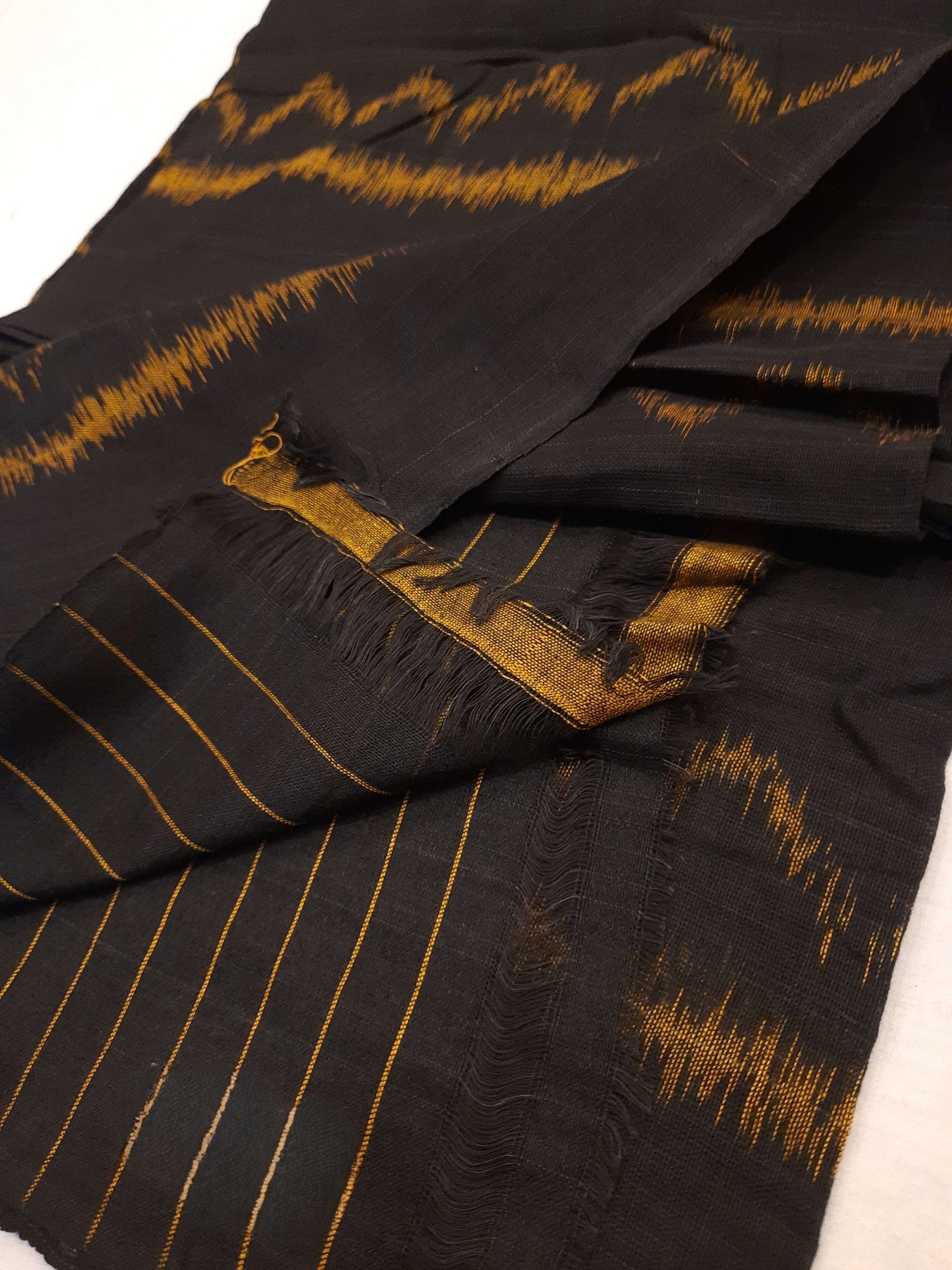 Black Odisha Cotton Ikat Dupatta