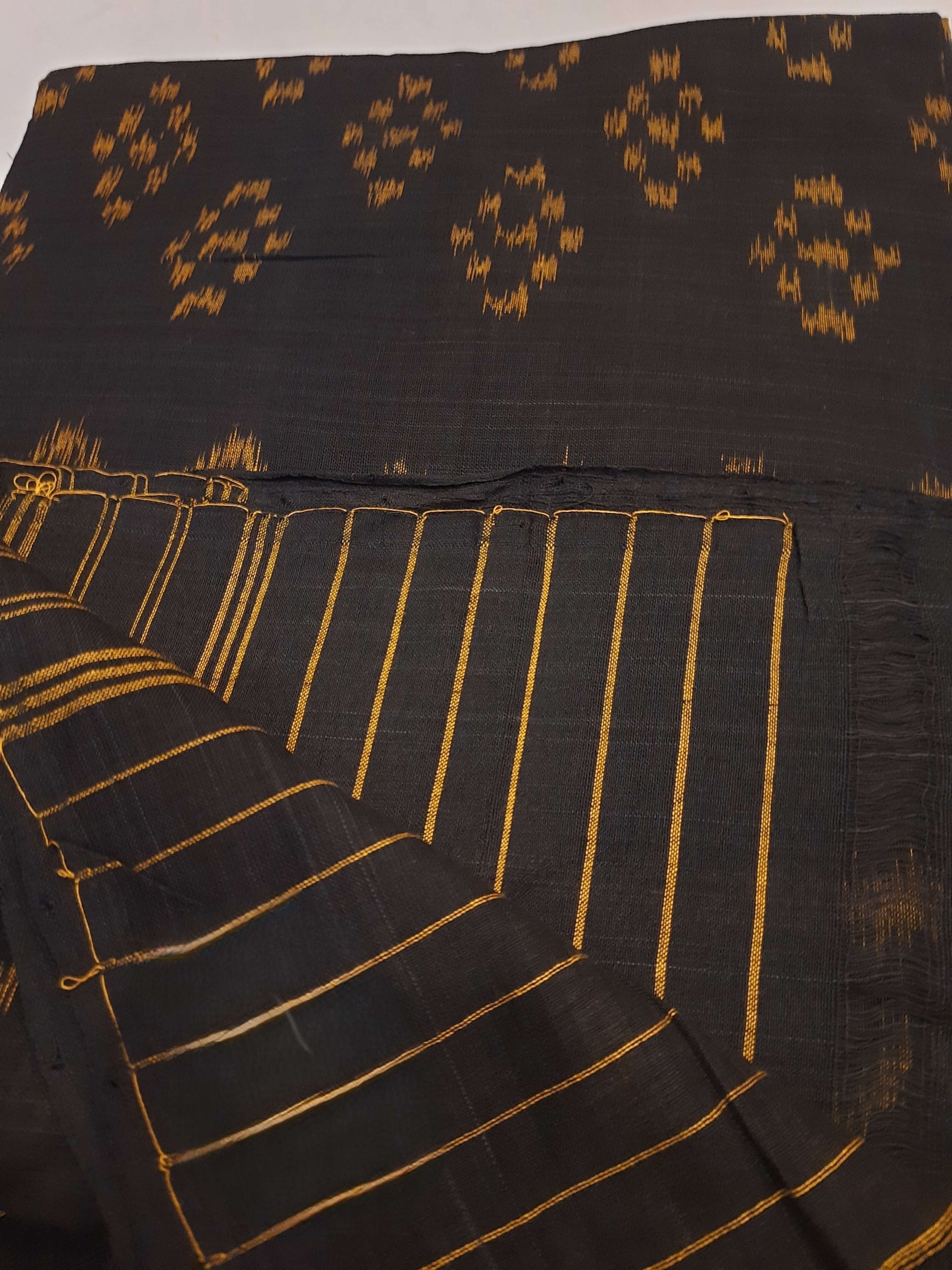 Black Odisha Cotton Ikat Dupatta