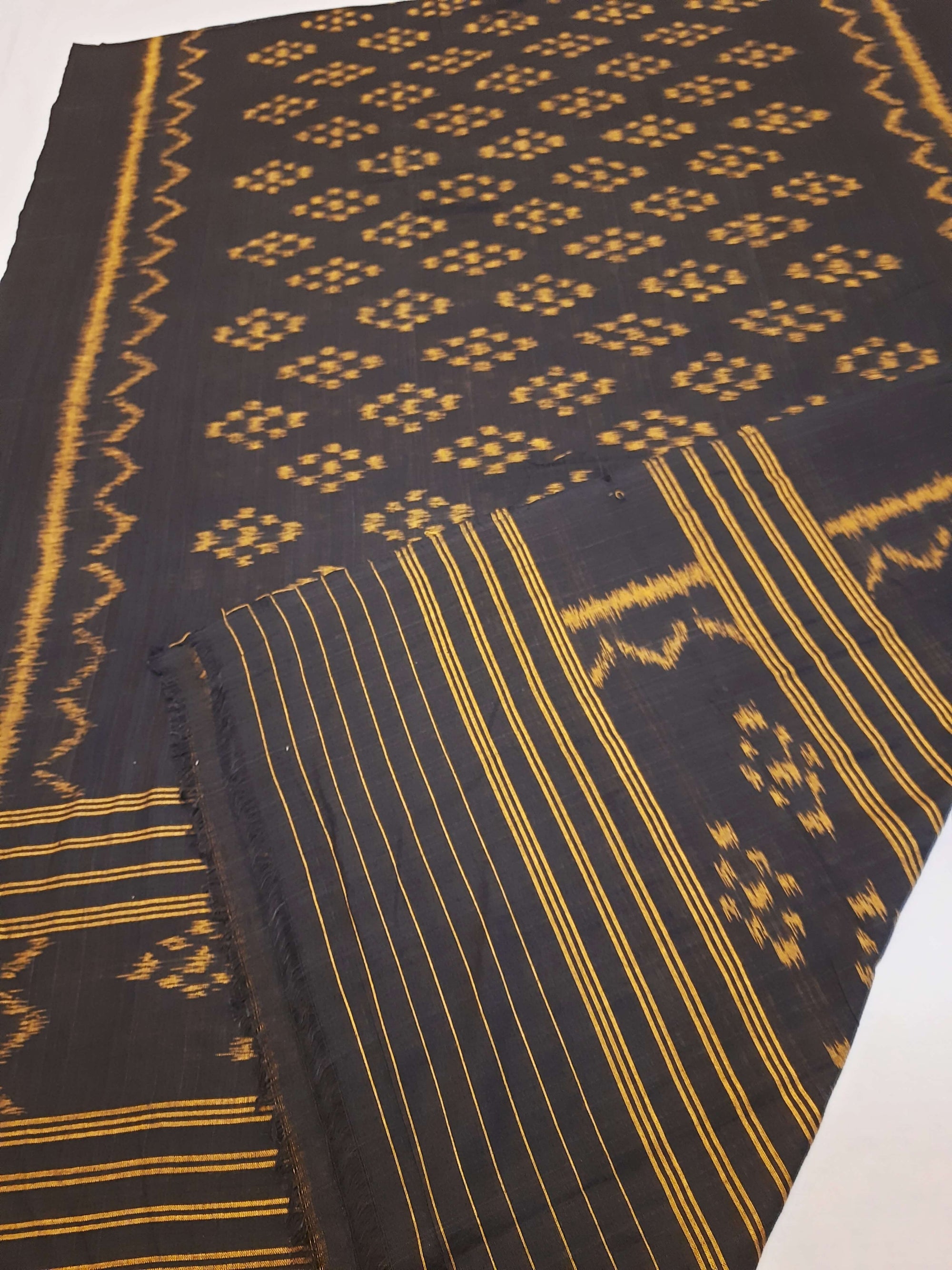 Black Odisha Cotton Ikat Dupatta