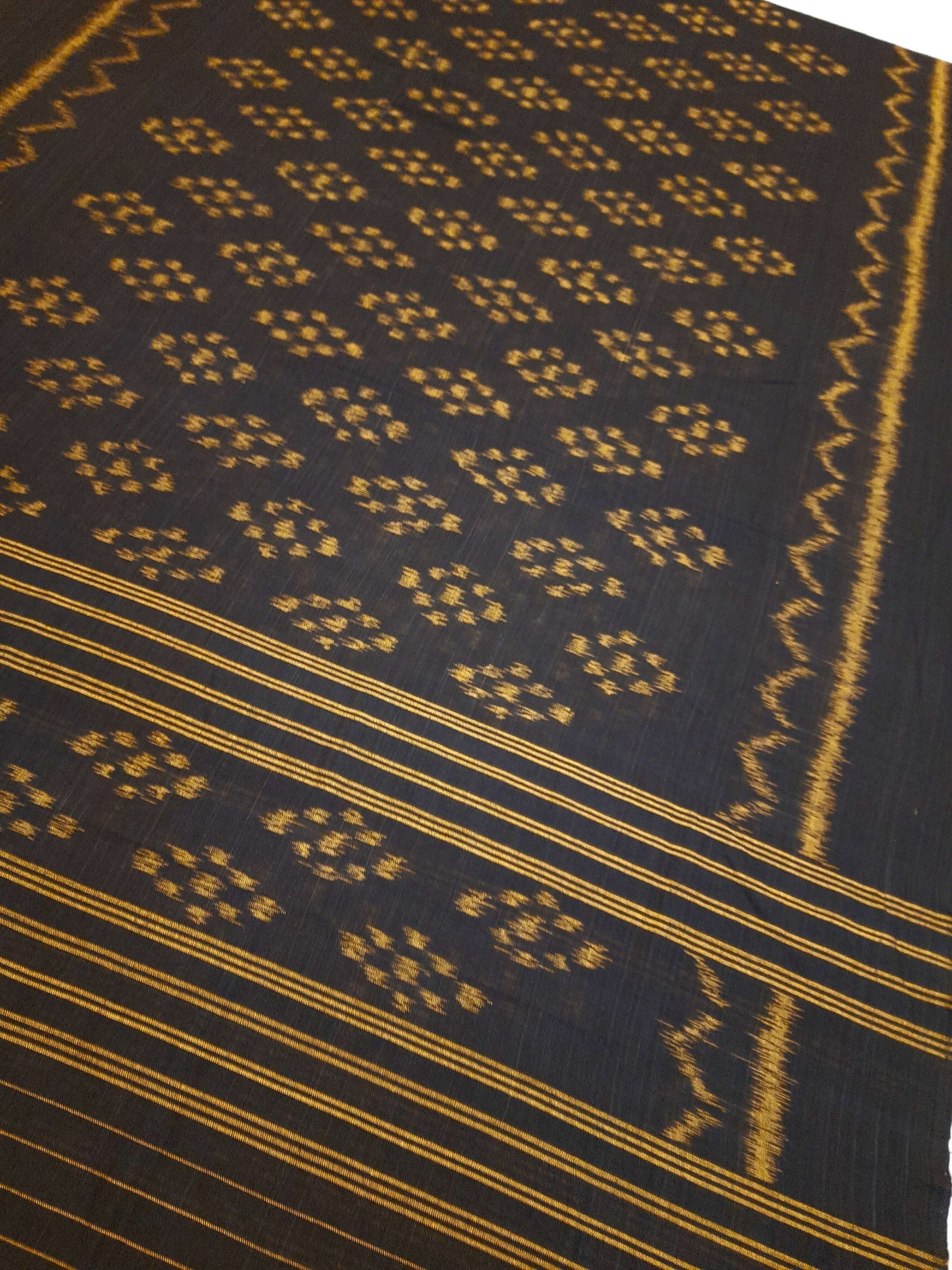 Black Odisha Cotton Ikat Dupatta