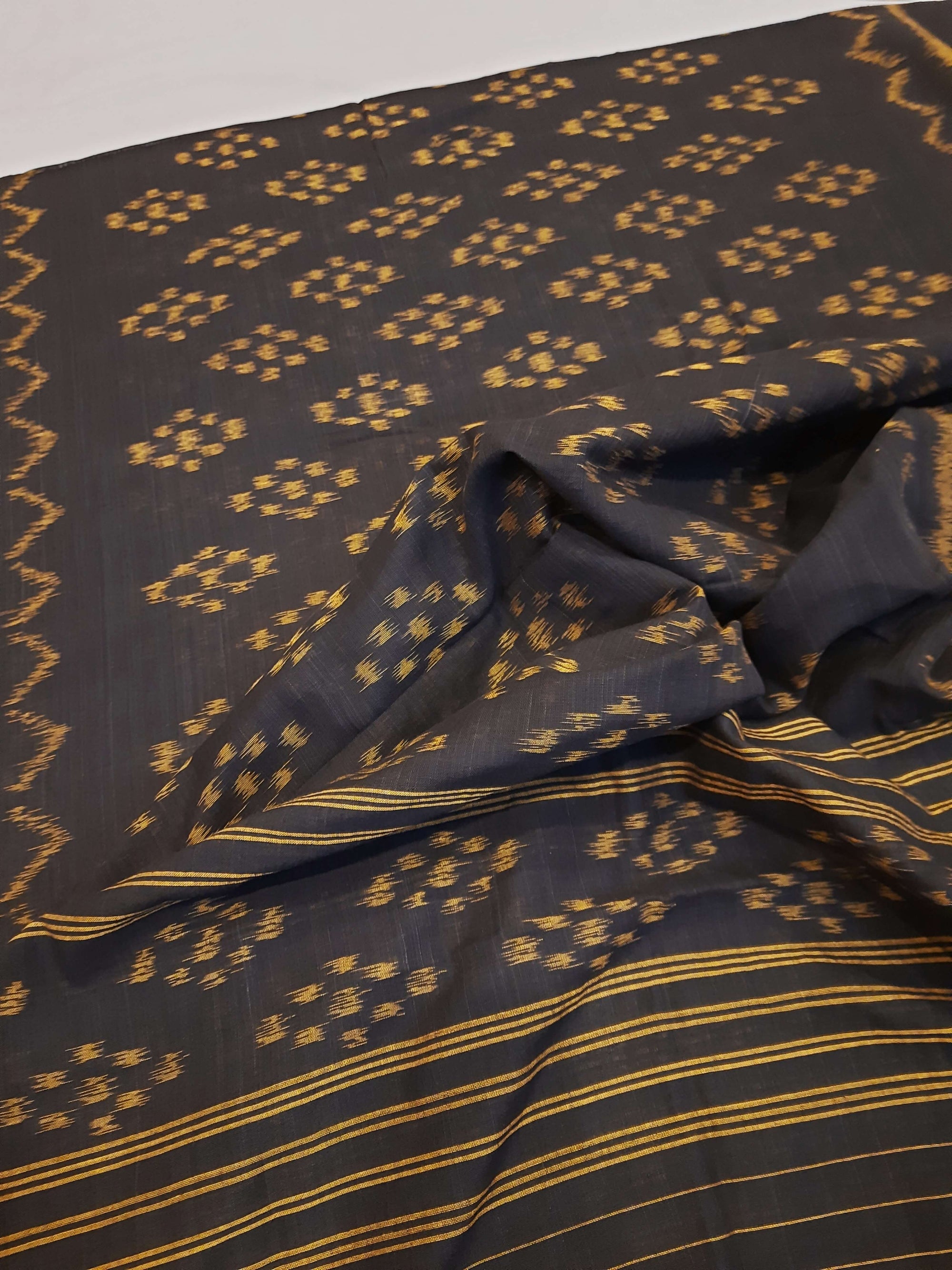Black Odisha Cotton Ikat Dupatta