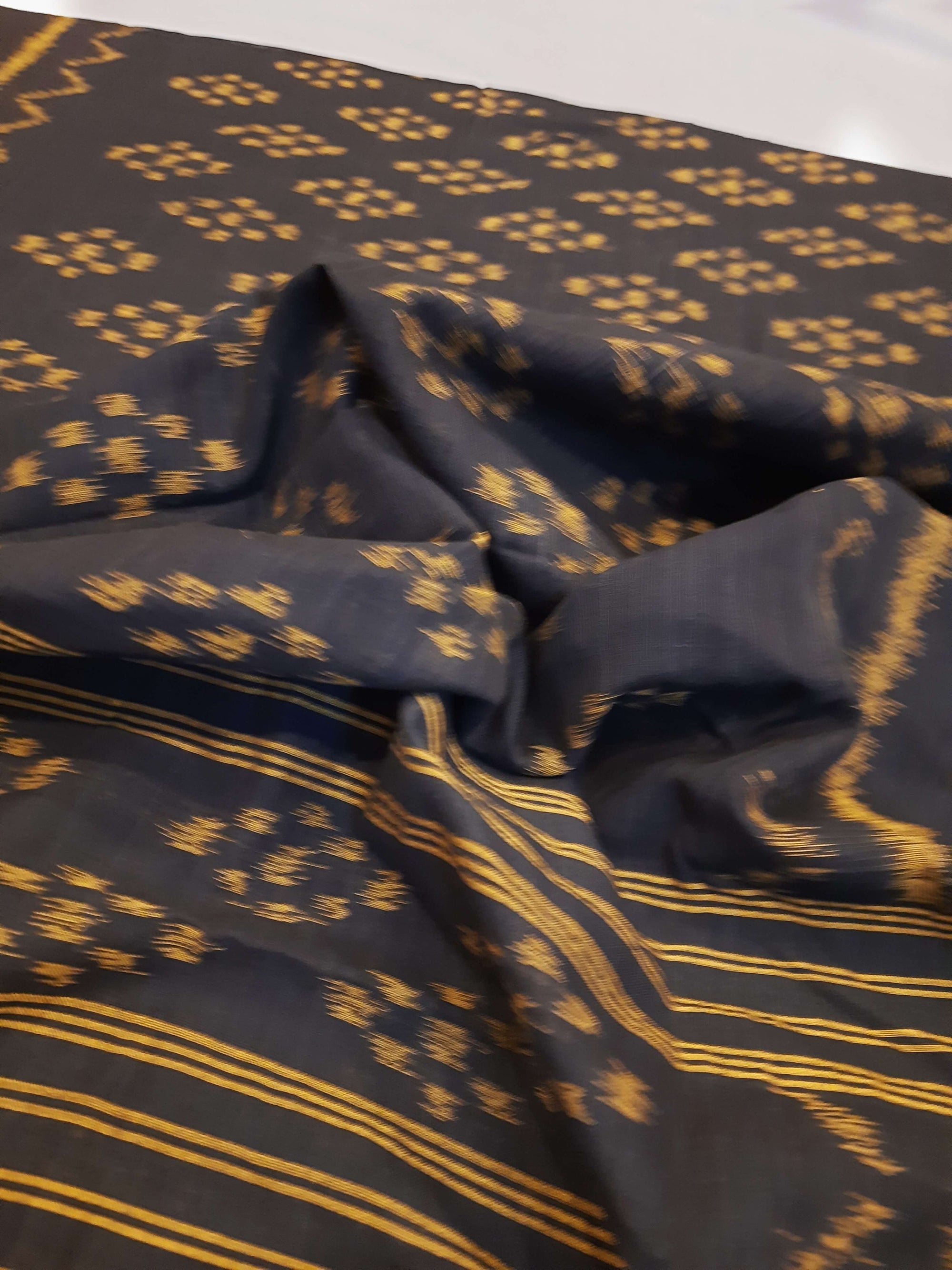 Black Odisha Cotton Ikat Dupatta