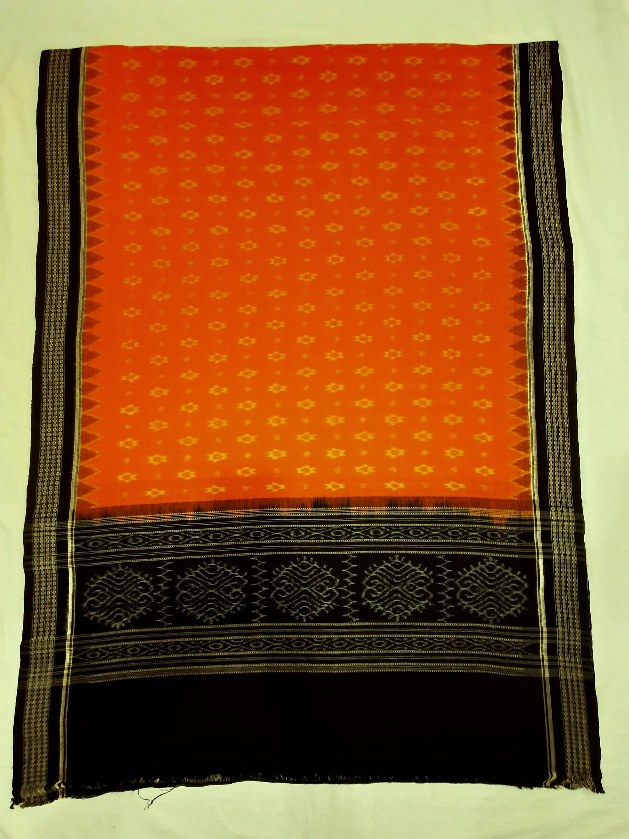 Orange Cotton Sambalpuri ikat Dupatta