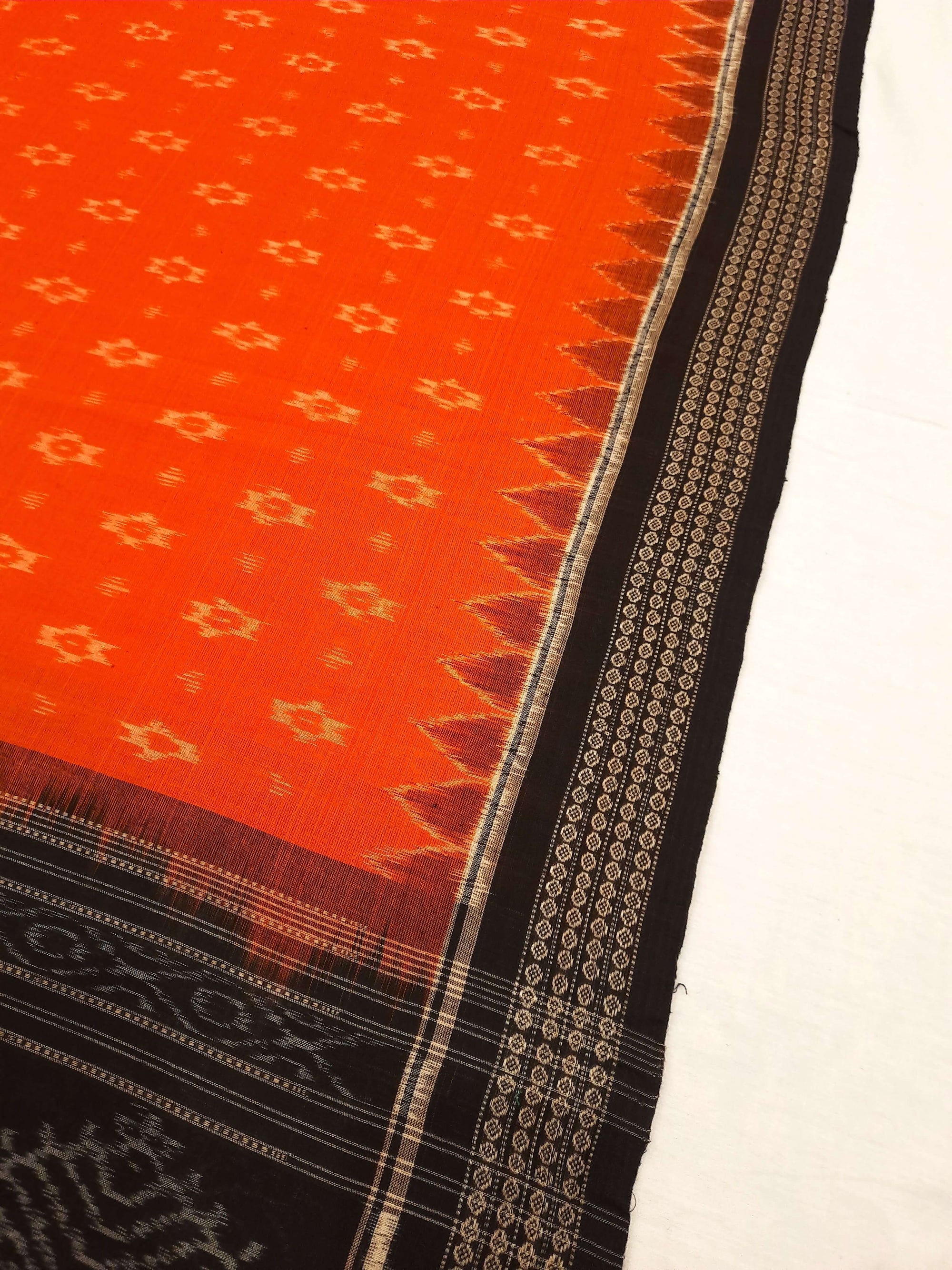 Orange Cotton Sambalpuri ikat Dupatta