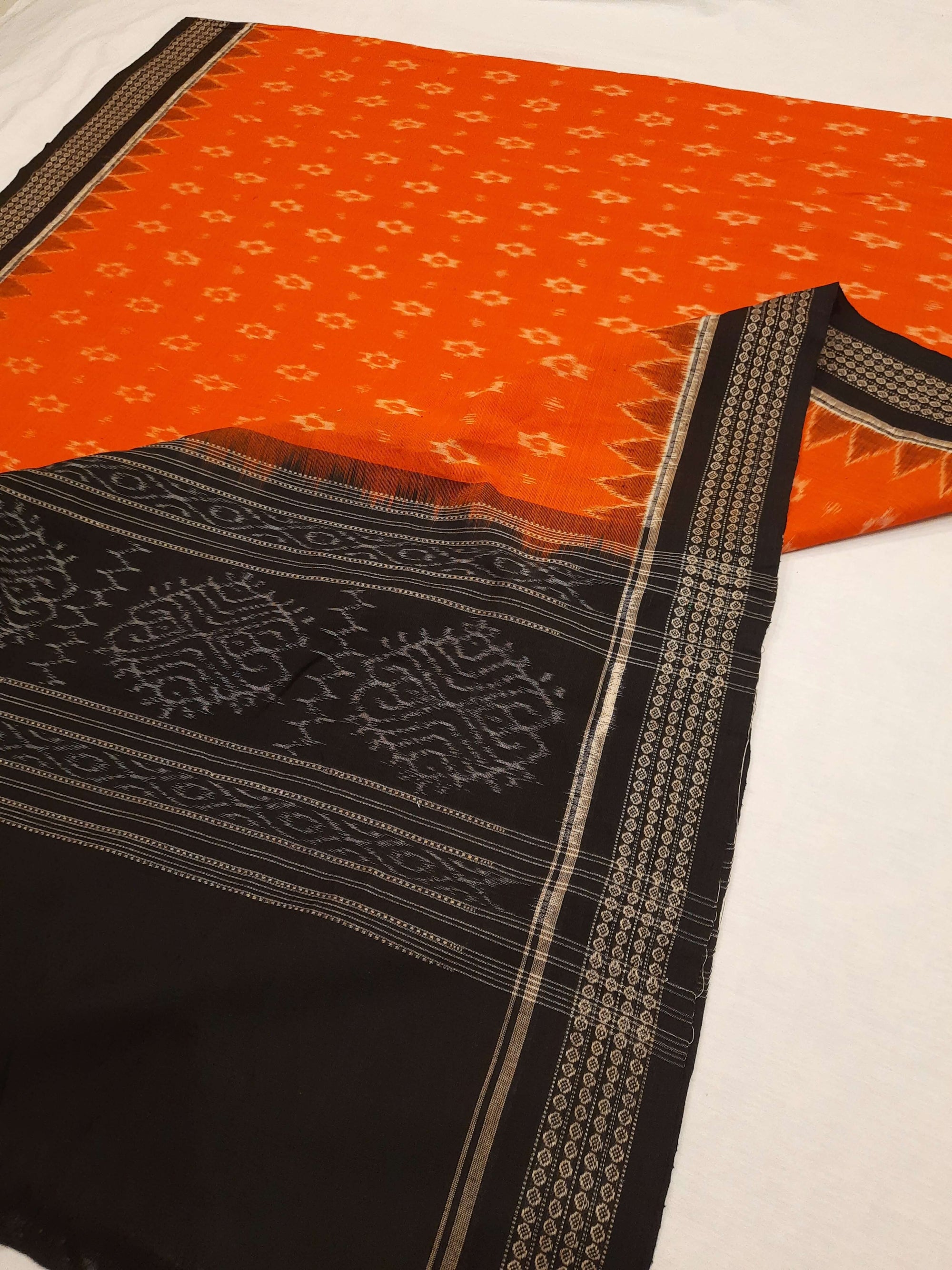 Orange Cotton Sambalpuri ikat Dupatta