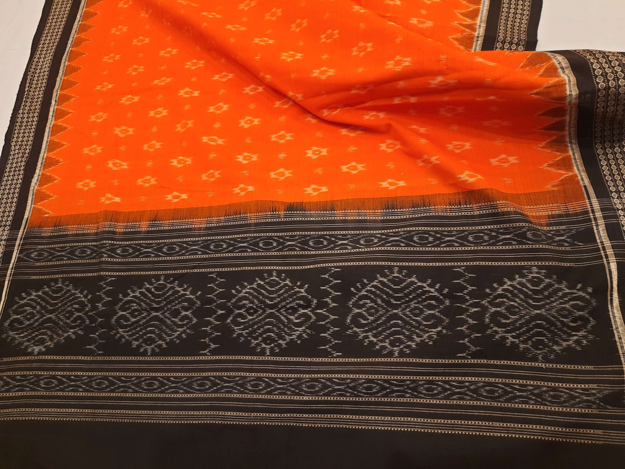 Orange Cotton Sambalpuri ikat Dupatta