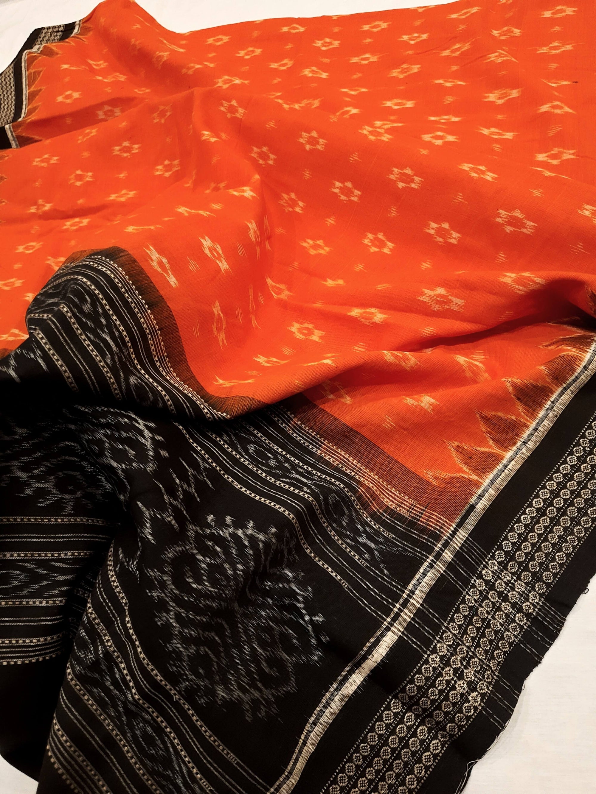 Orange Cotton Sambalpuri ikat Dupatta