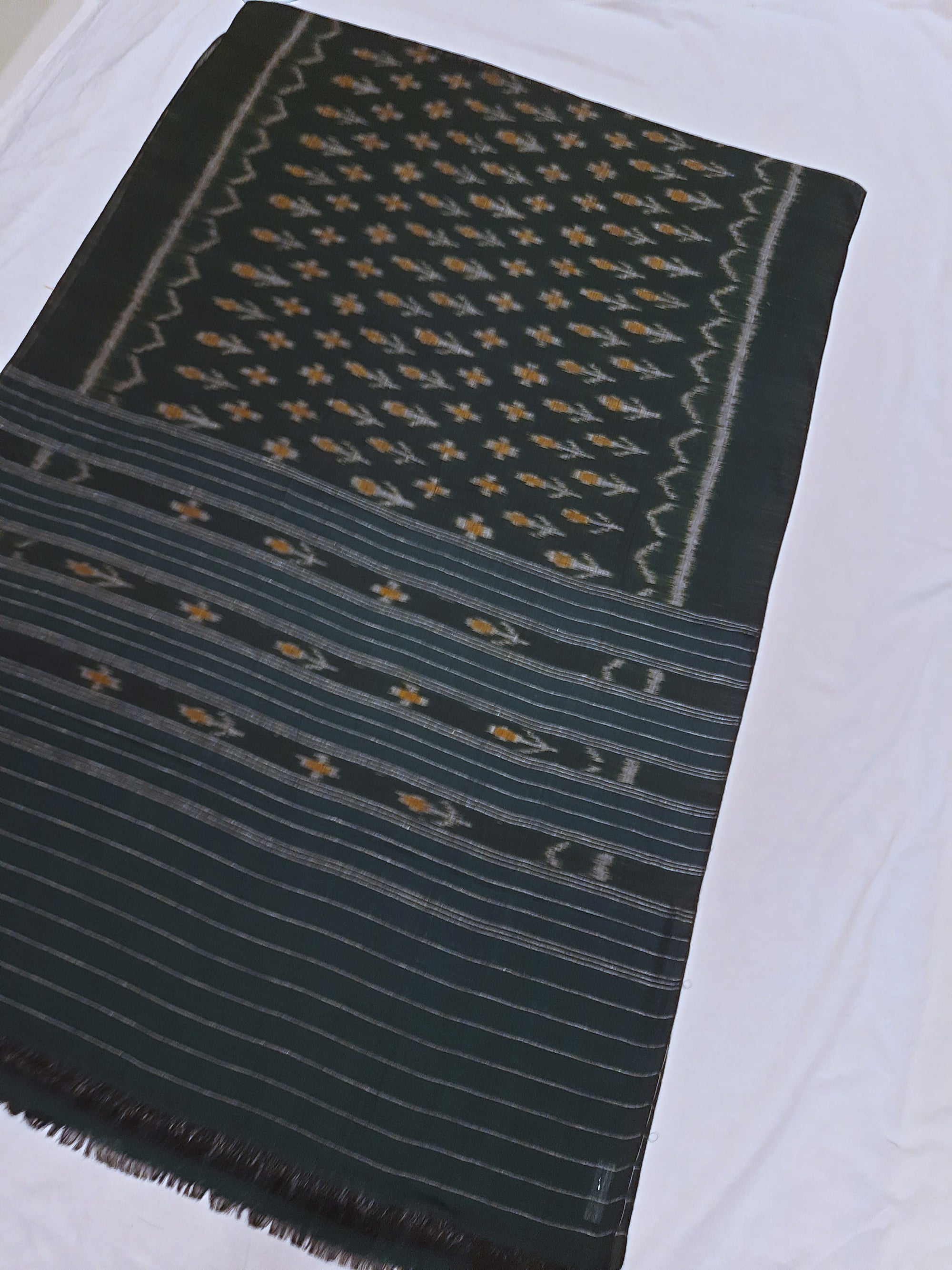 Green Odisha Cotton Ikat Dupatta