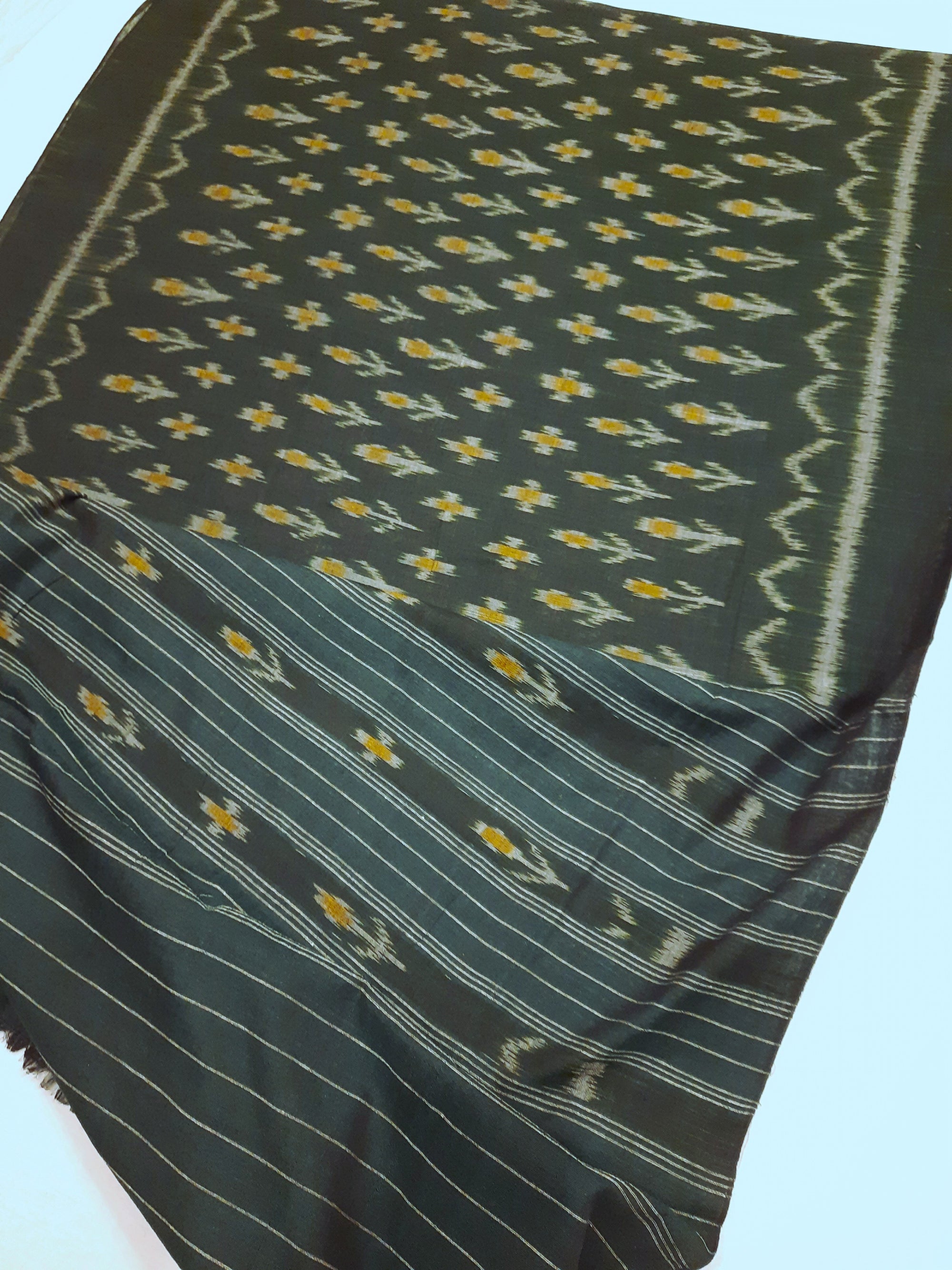 Green Odisha Cotton Ikat Dupatta