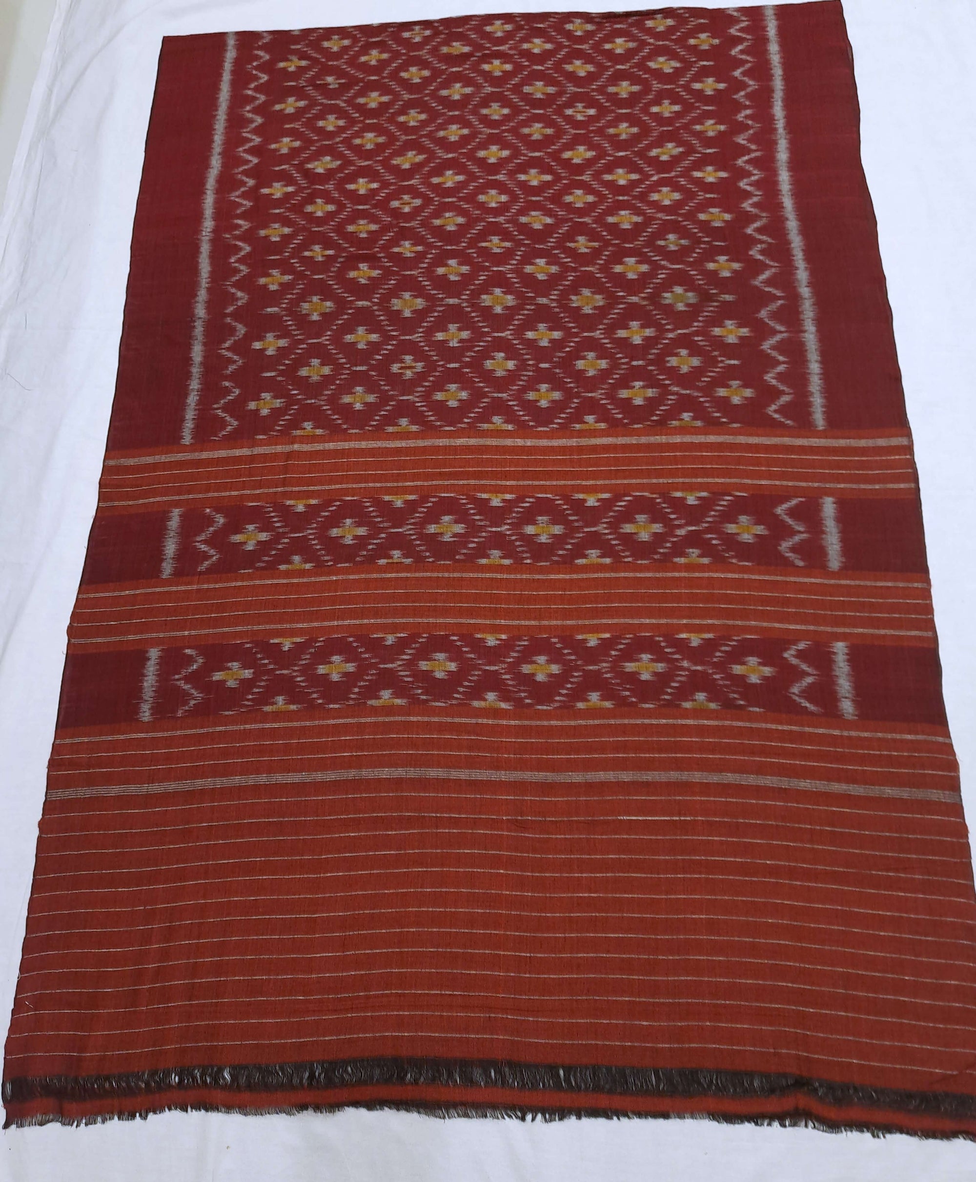 Maroon Odisha Cotton Ikat Dupatta