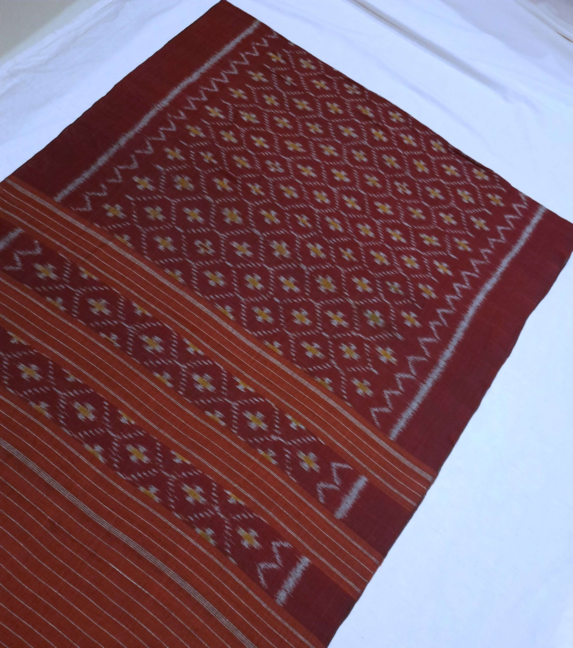 Maroon Odisha Cotton Ikat Dupatta