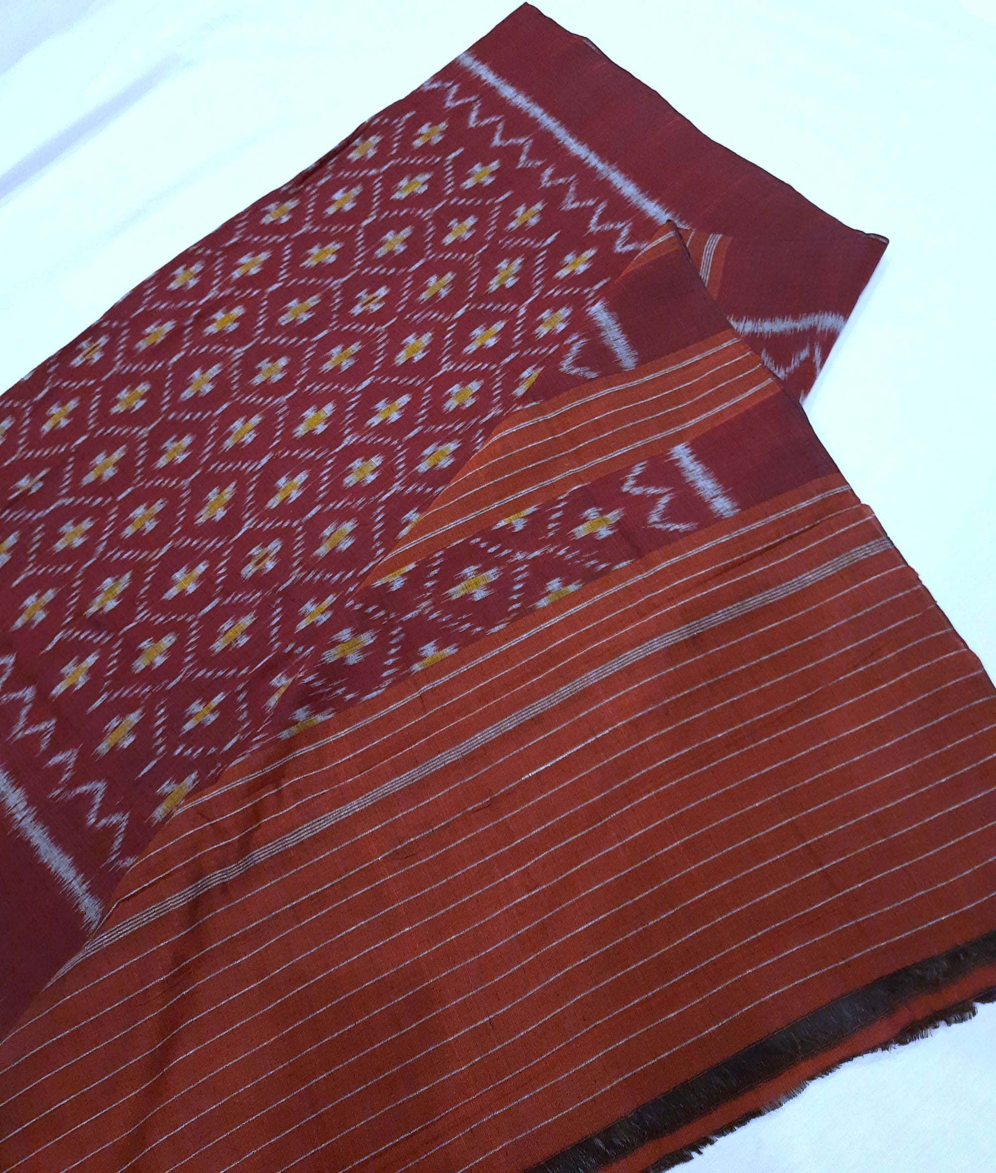 Maroon Odisha Cotton Ikat Dupatta