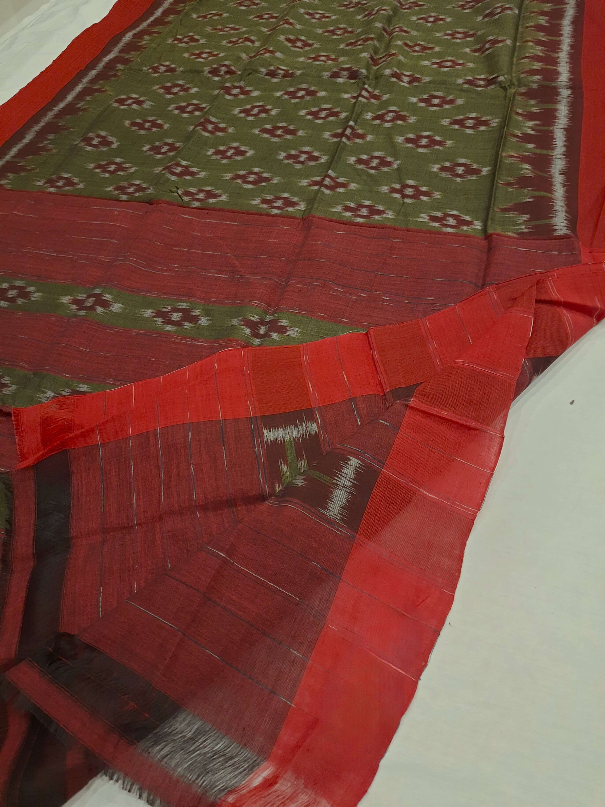 Green Odisha Cotton Ikat Dupatta