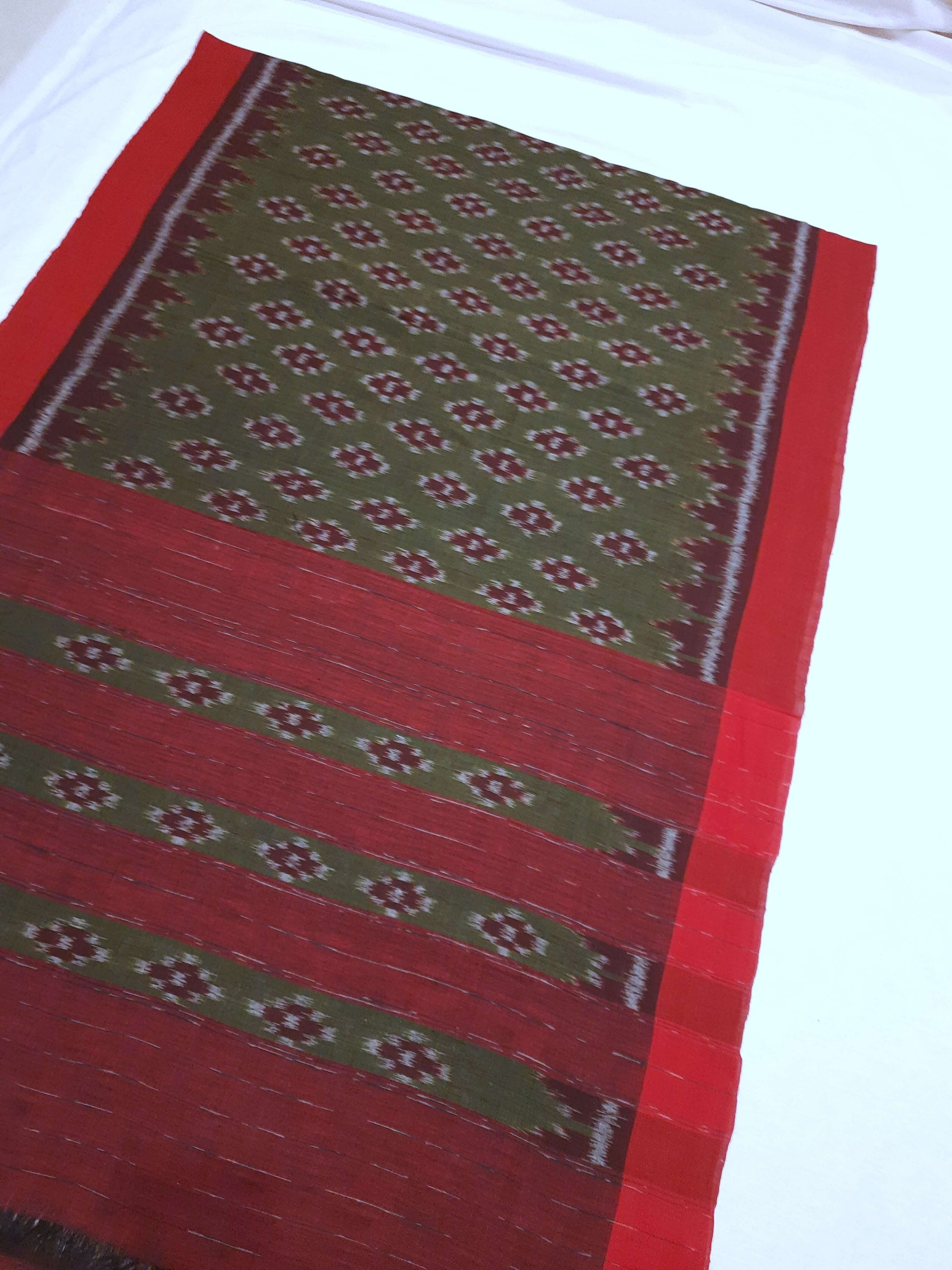 Green Odisha Cotton Ikat Dupatta
