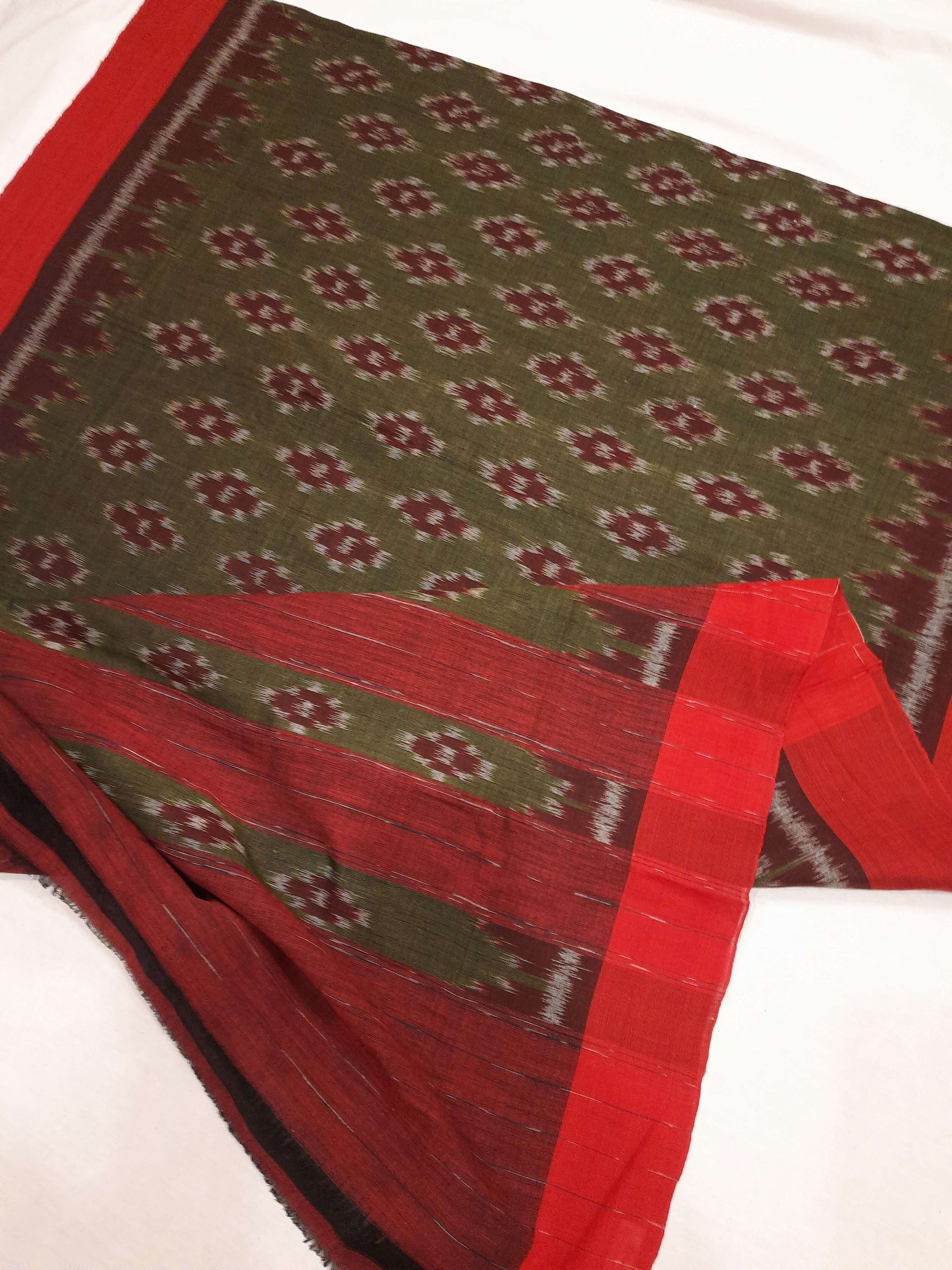 Green Odisha Cotton Ikat Dupatta