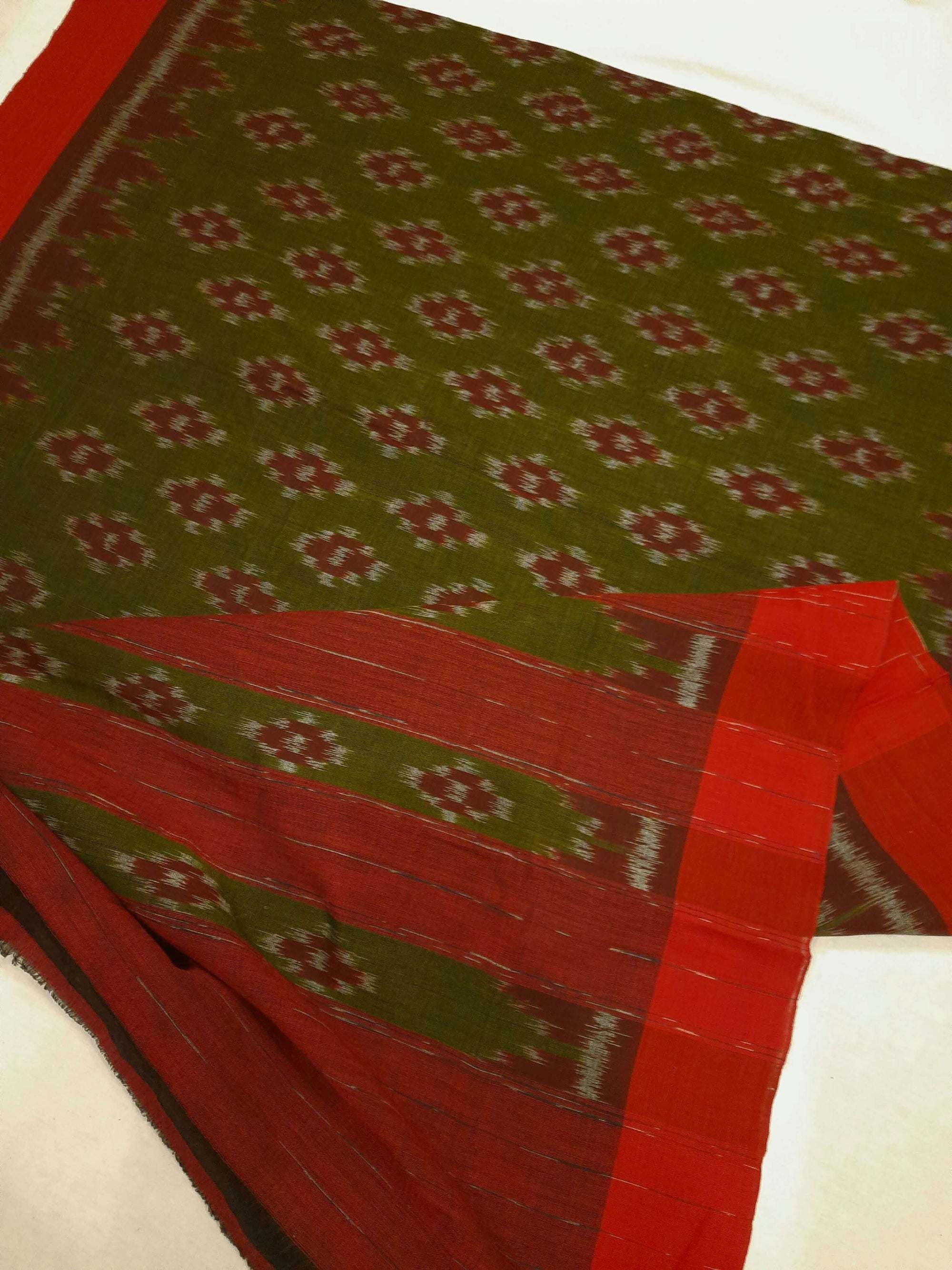 Green Odisha Cotton Ikat Dupatta