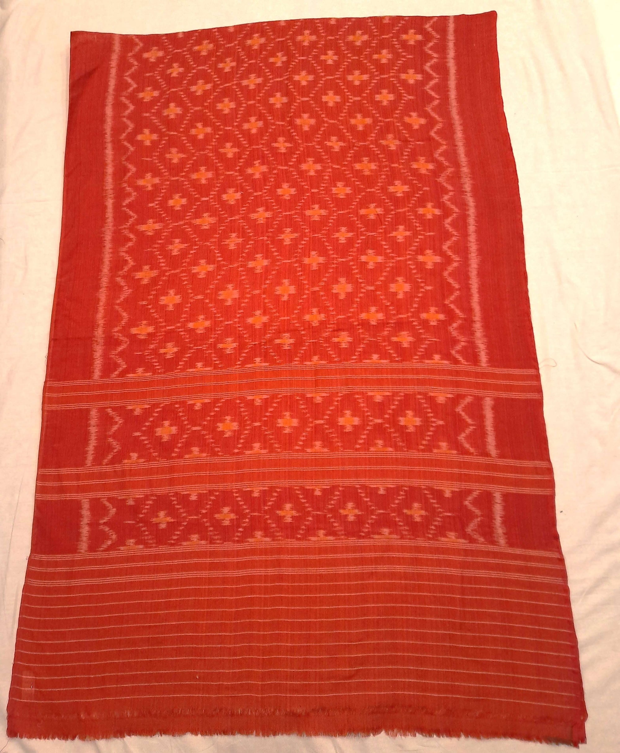 Red Odisha Cotton Ikat Dupatta