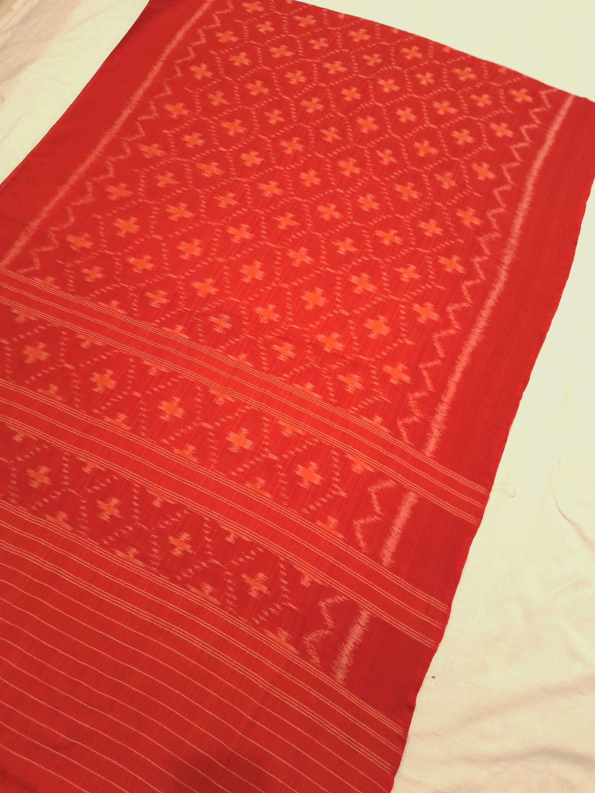 Red Odisha Cotton Ikat Dupatta