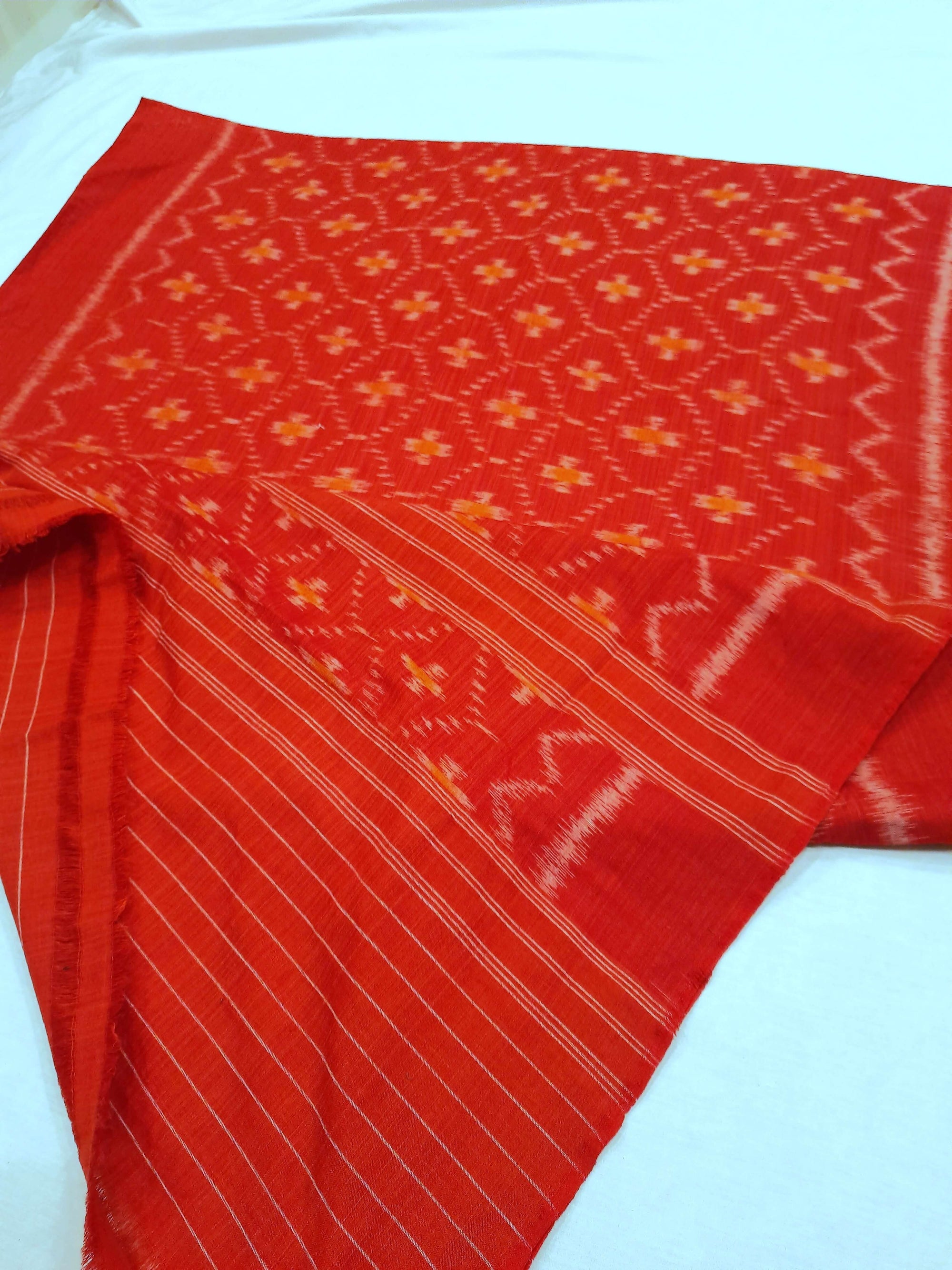 Red Odisha Cotton Ikat Dupatta