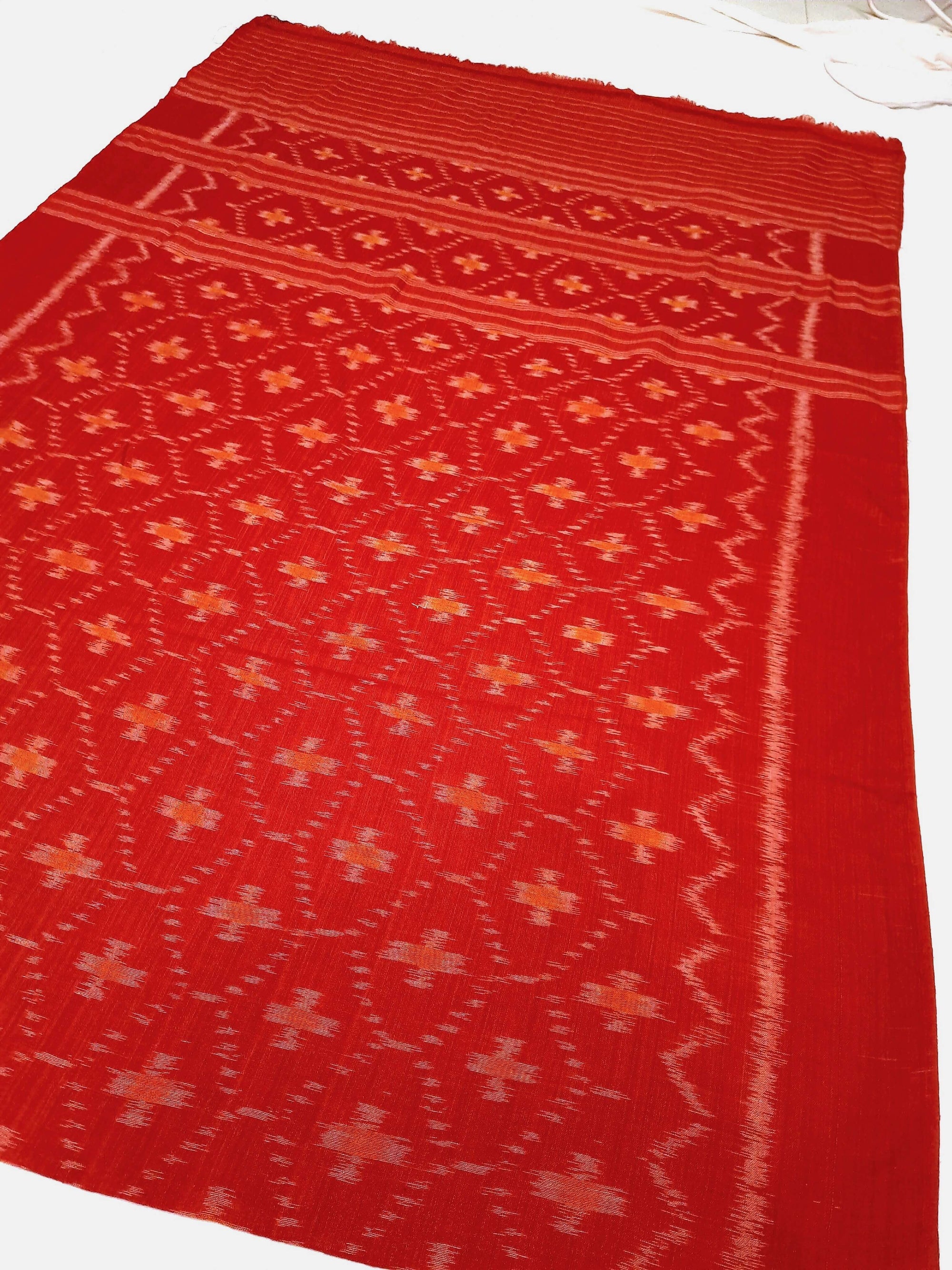 Red Odisha Cotton Ikat Dupatta