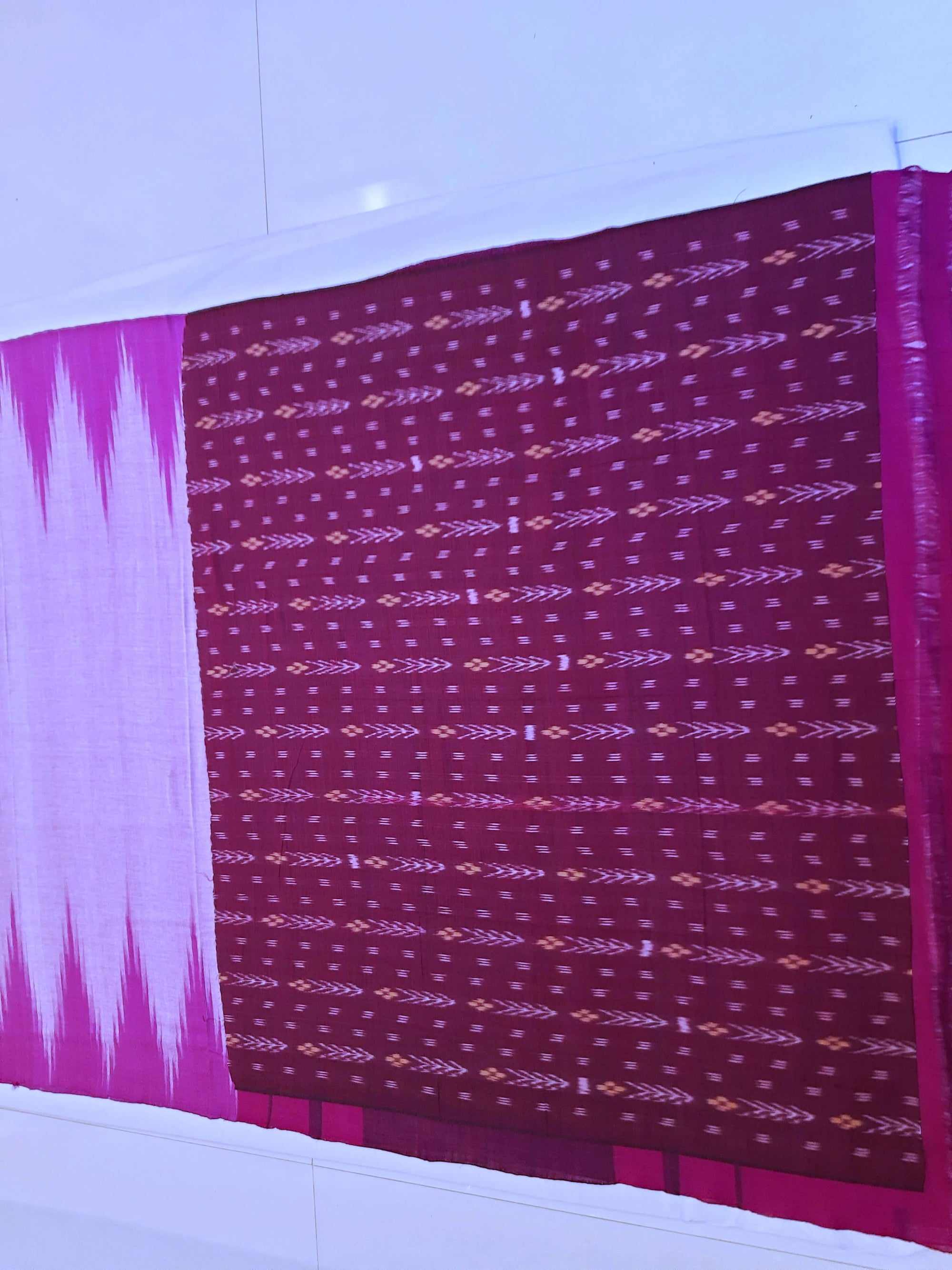 Purple Pink Cotton Odisha Ikat saree  with mix match cotton ikat blouse