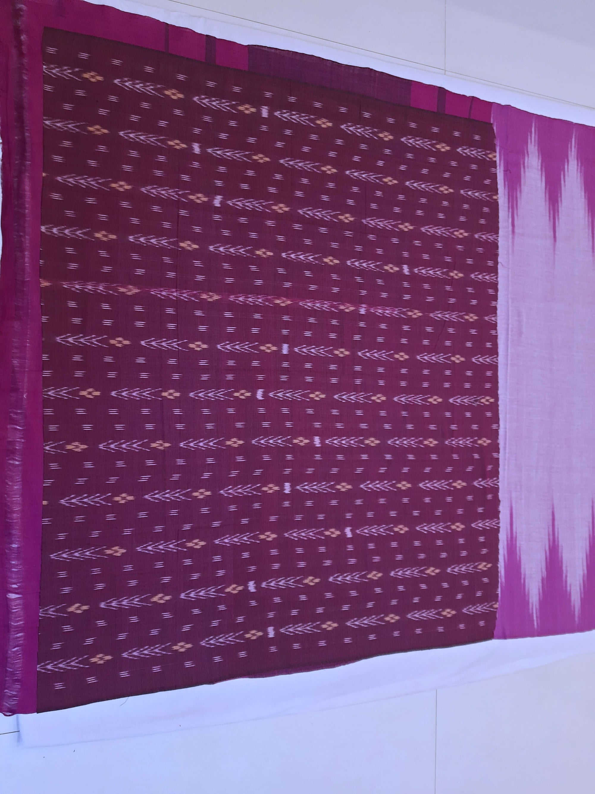 Purple Pink Cotton Odisha Ikat saree  with mix match cotton ikat blouse