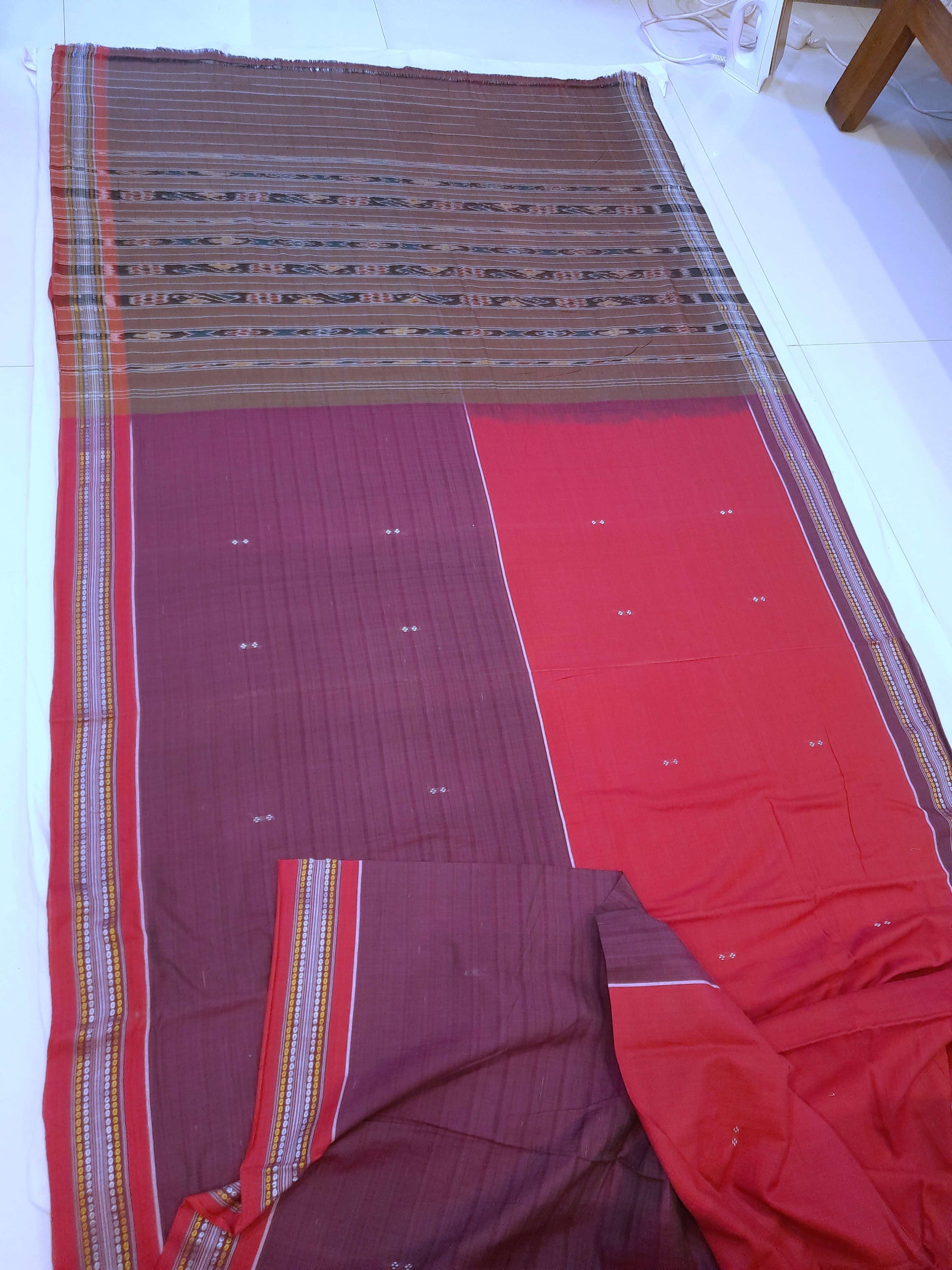 Violet Pink Cotton Odisha Ikat saree  with mix match cotton ikat blouse
