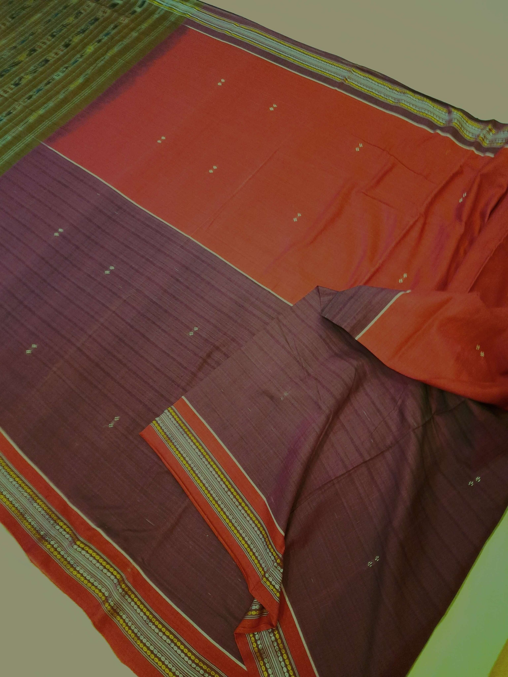 Violet Pink Cotton Odisha Ikat saree  with mix match cotton ikat blouse