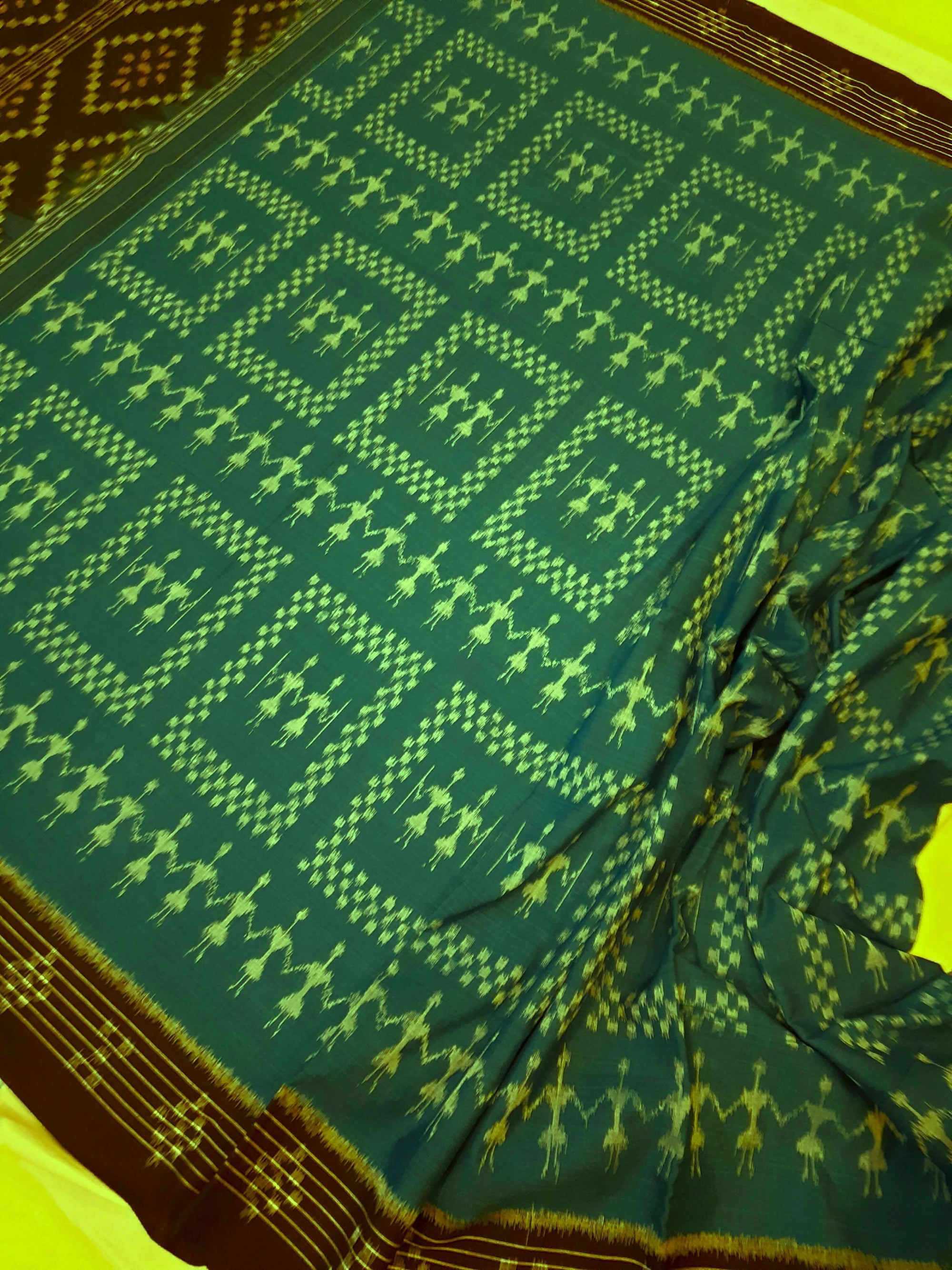 Blue Cotton Odisha Ikat saree  with mix match cotton ikat blouse piece