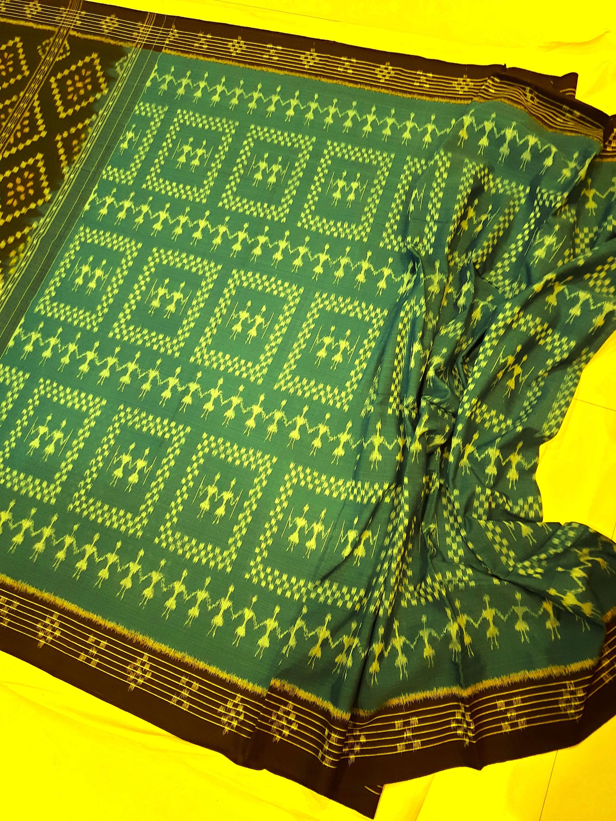 Blue Cotton Odisha Ikat saree  with mix match cotton ikat blouse piece