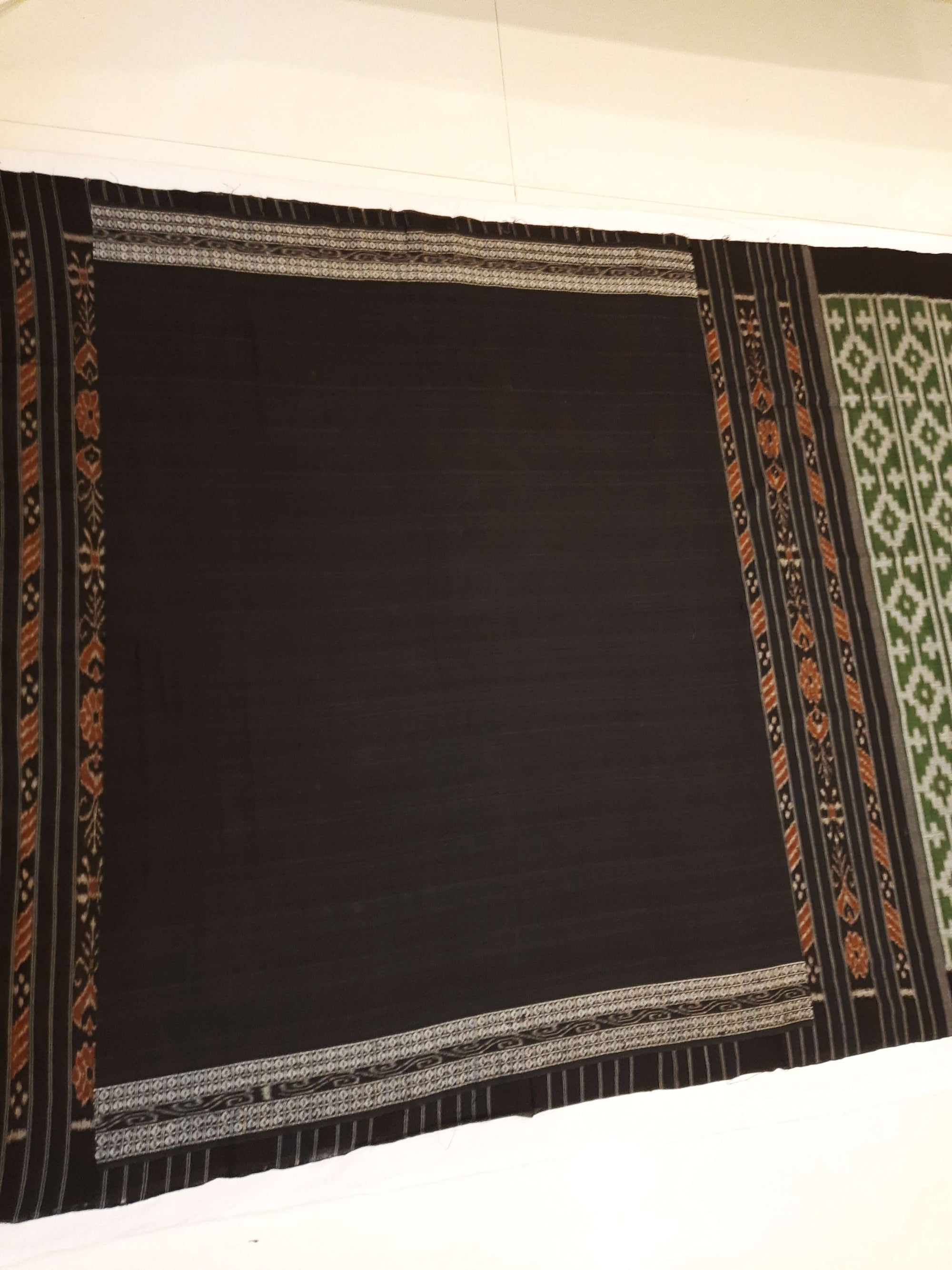 Green Cotton Odisha Ikat saree with mix match cotton ikat blouse piece