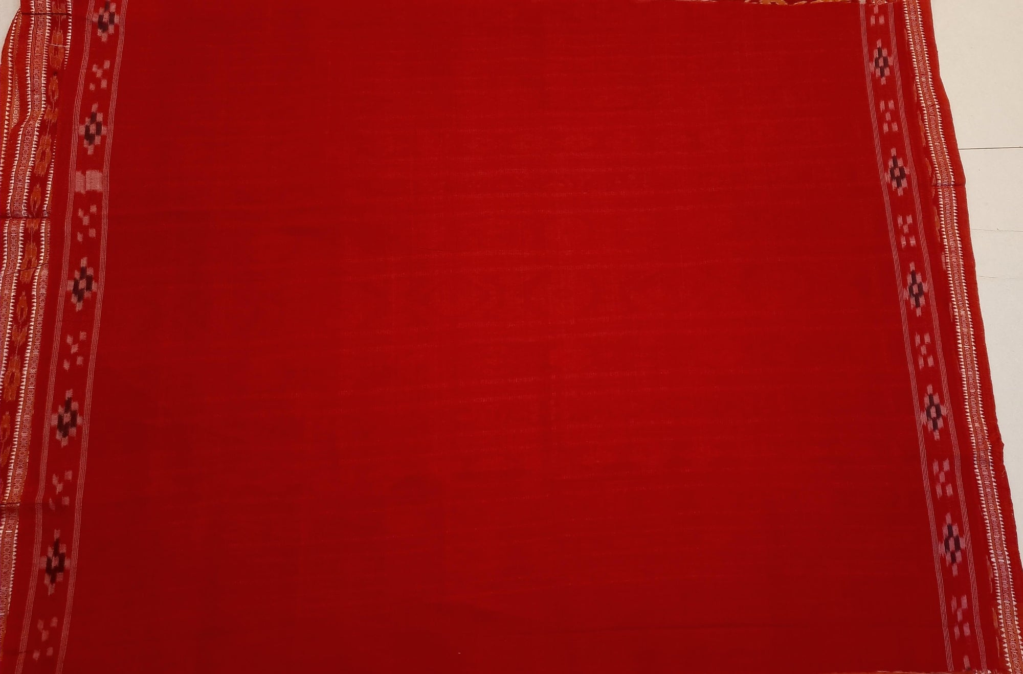 Pink with Red Patli pleats Tussar Silk Odisha Ikat Saree with cotton ikat blouse piece