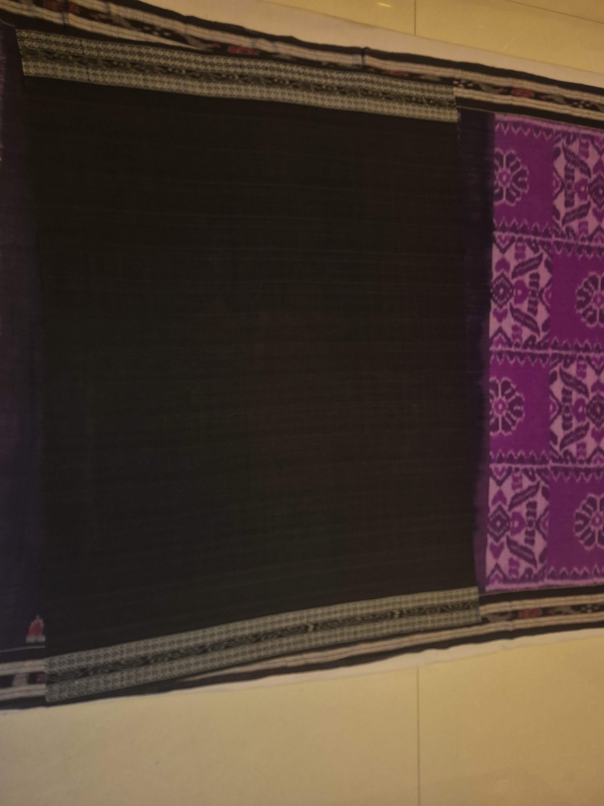Violet coloured Odisha Ikat saree  with cotton ikat blouse piece