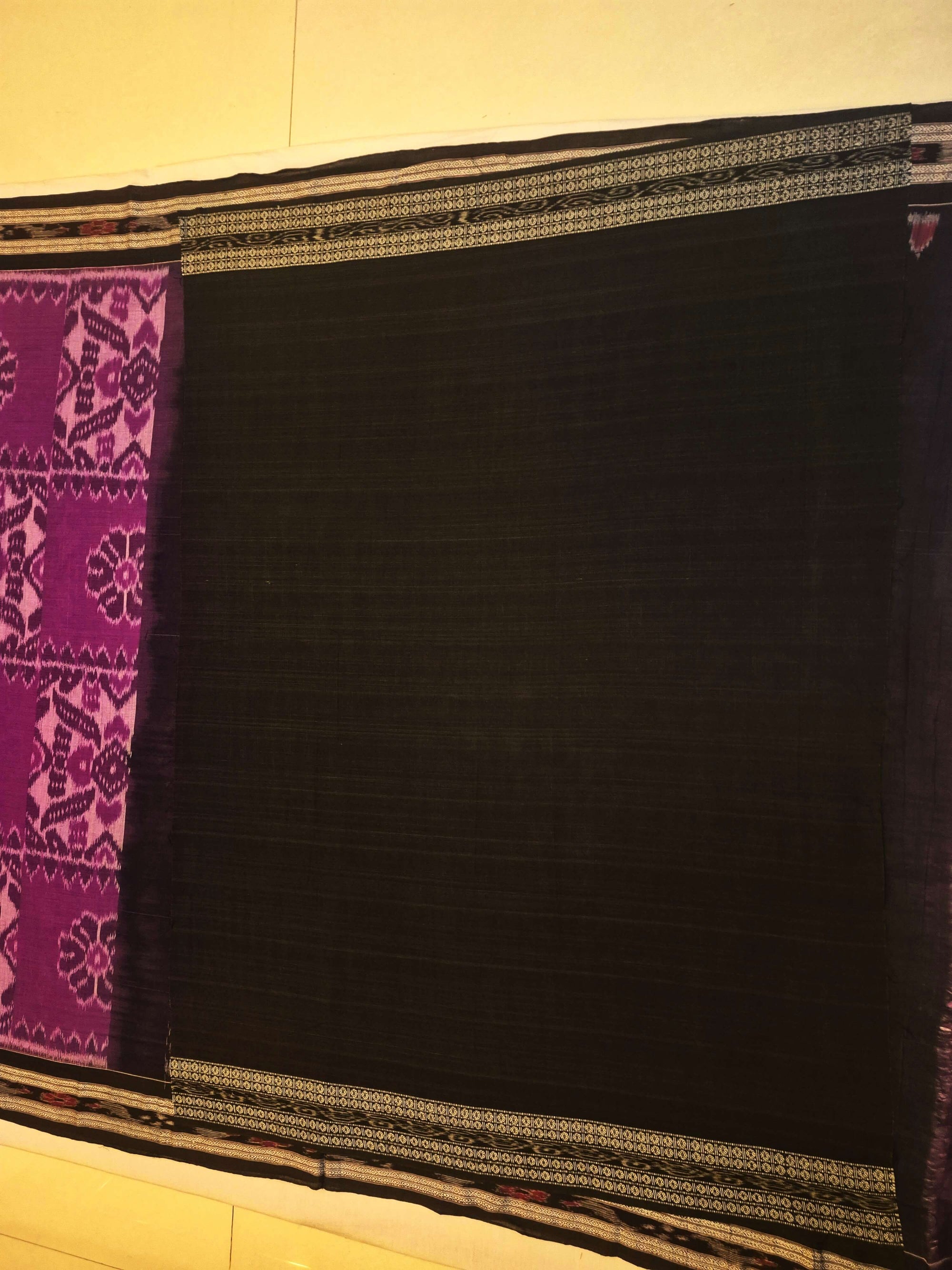 Violet coloured Odisha Ikat saree  with cotton ikat blouse piece