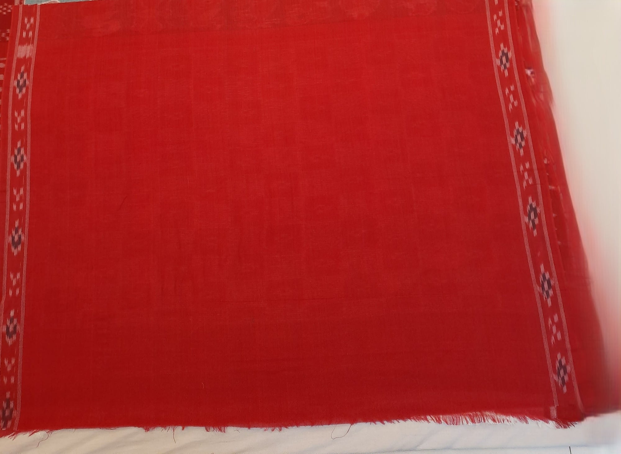 Light Pink Ganga Jamuna border Cotton Odisha Ikat saree with cotton ikat blouse piece