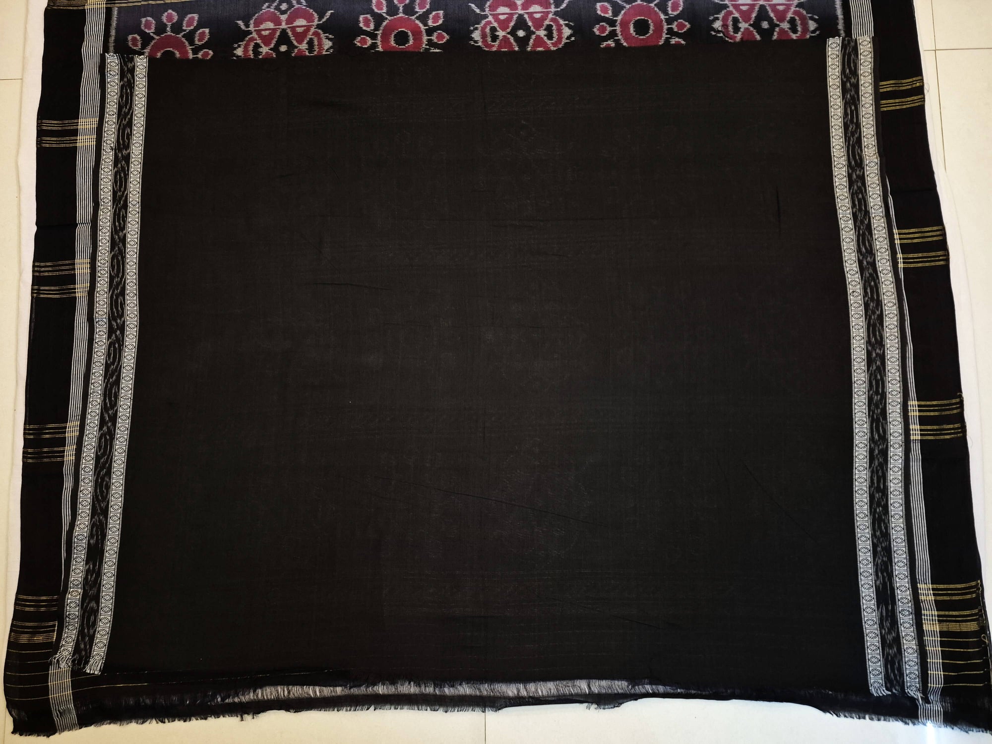 Grey Cotton Ikat saree with cotton ikat blouse piece