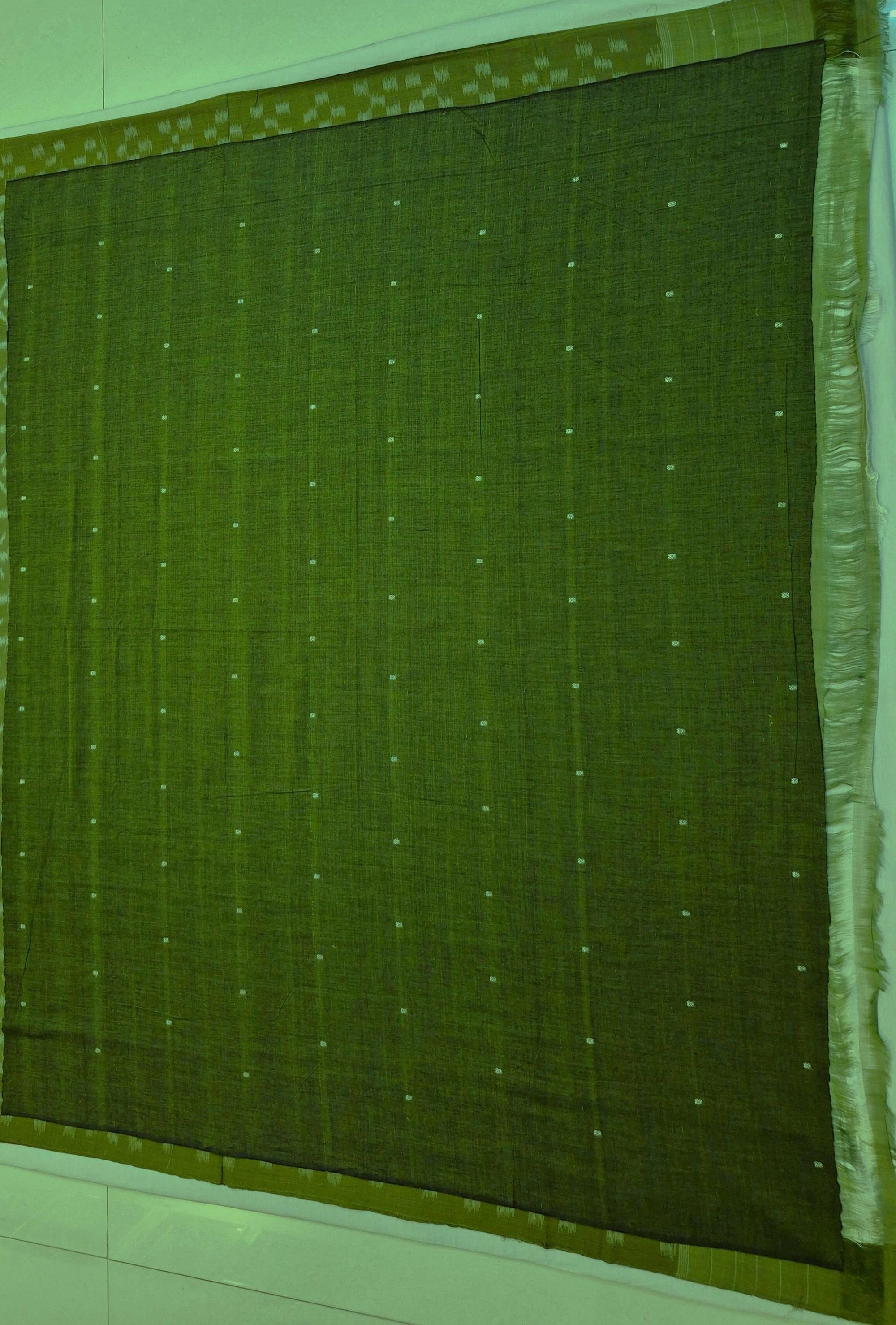 Green Cotton Odisha Ikat saree  with mix match cotton ikat blouse